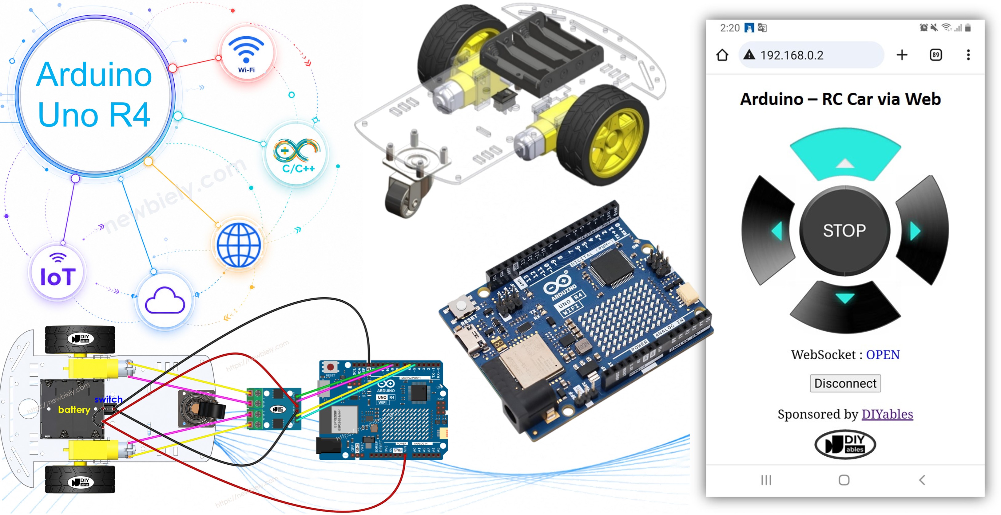 Arduino bestuurt robotauto via Web