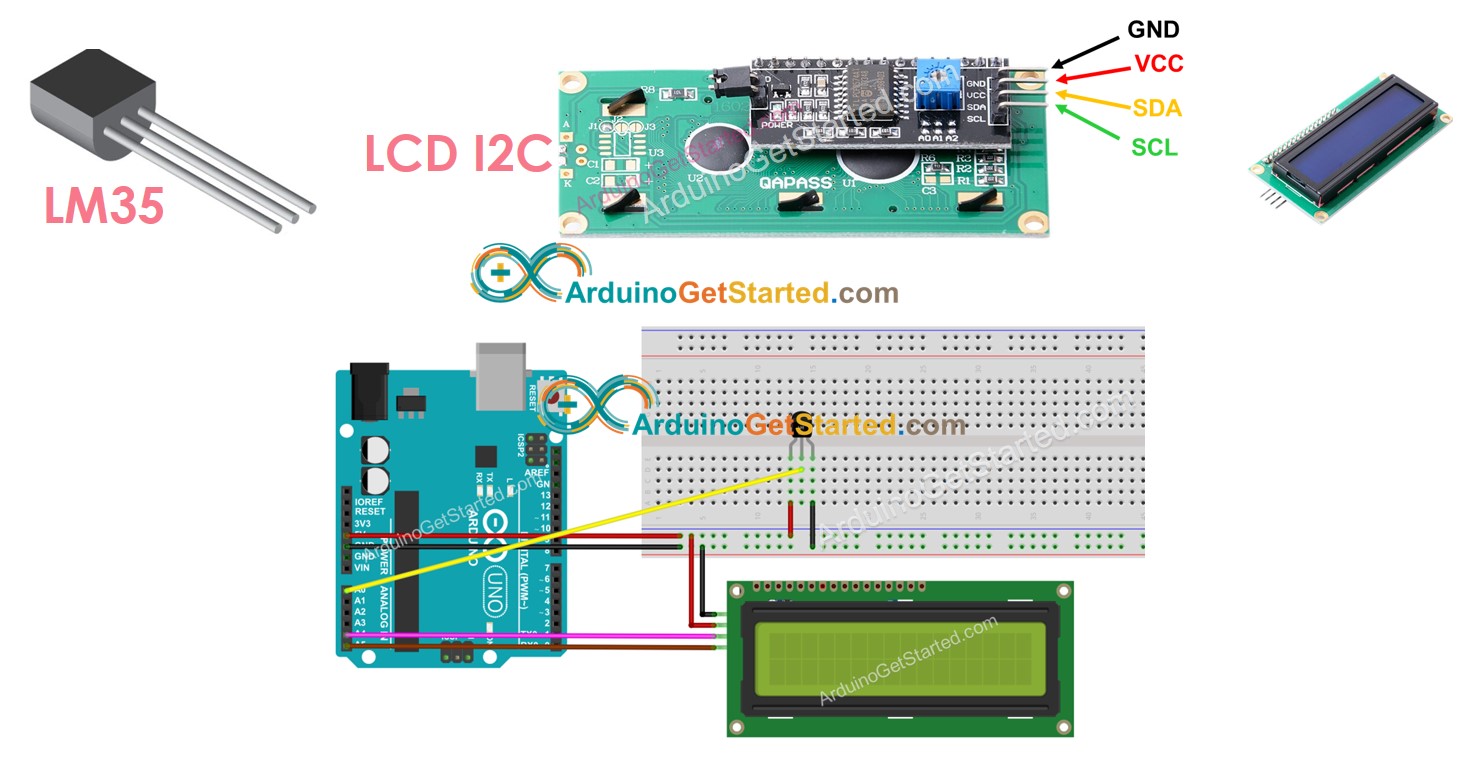 Arduino LM35 Temperatuursensor LCD