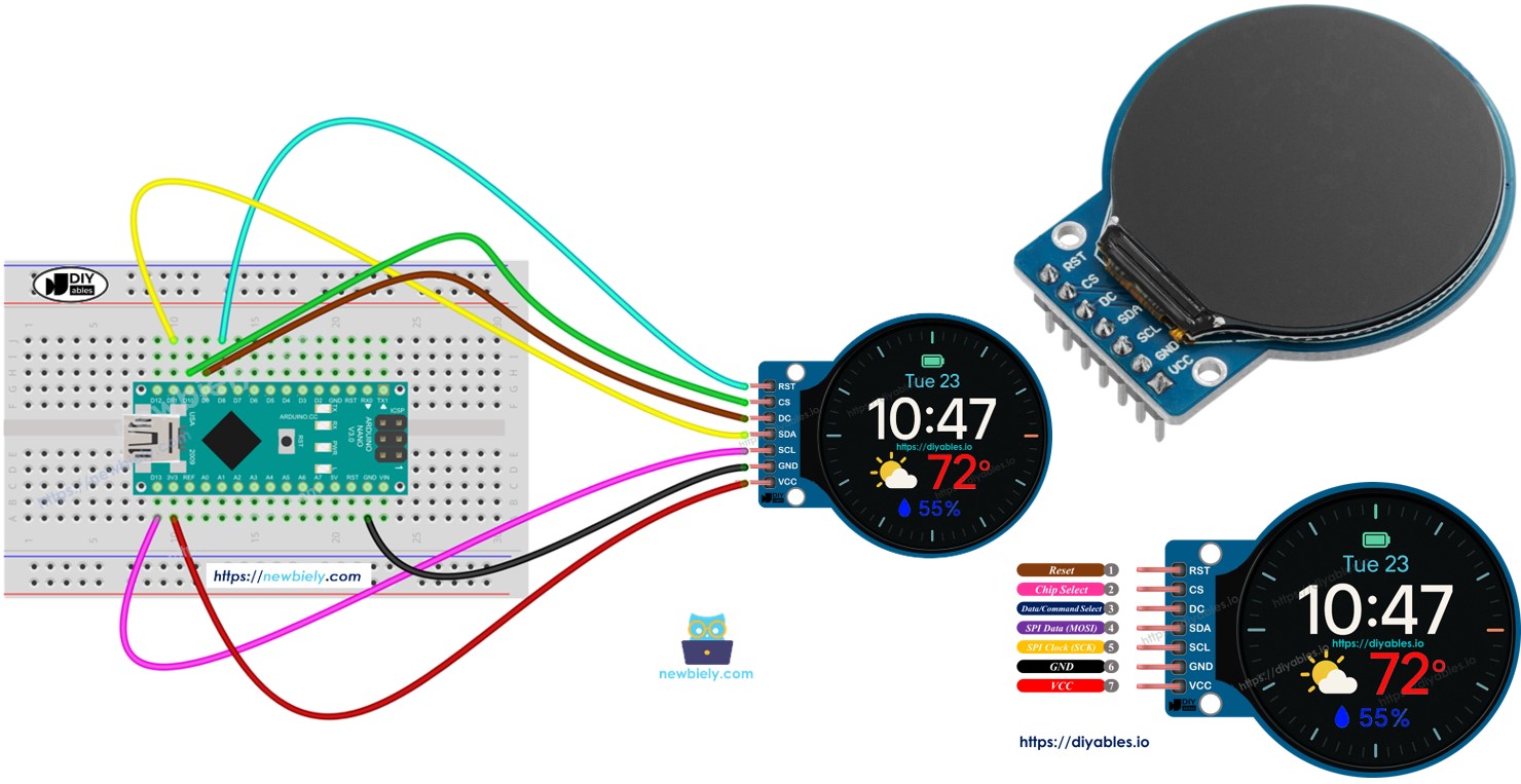 Arduino Nano 1.28 Inch Round Circular TFT LCD Display