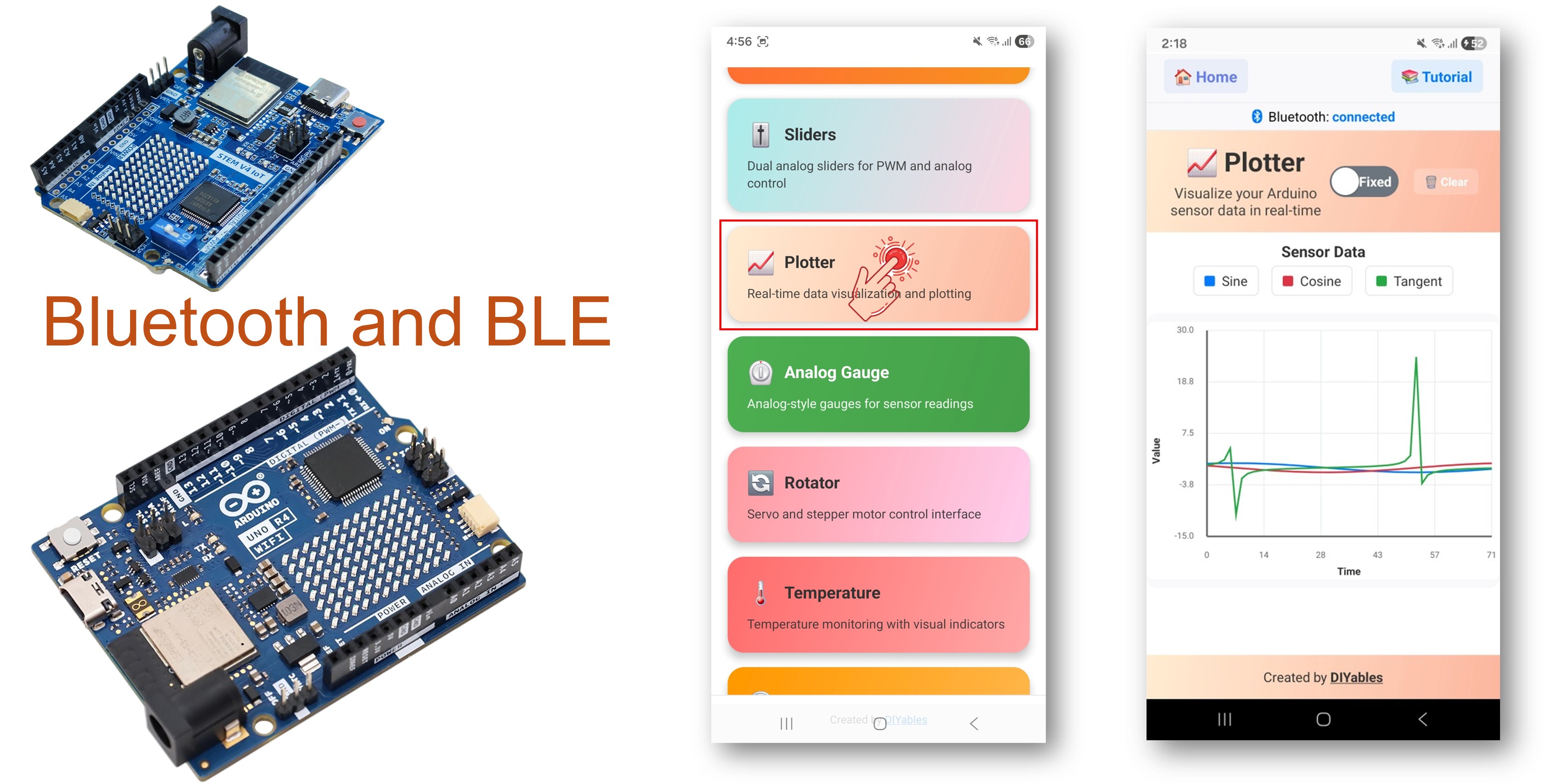 Arduino UNO R4 WiFi Bluetooth Plotter Voorbeeld - Real-Time Data Visualisatie via BLE Tutorial
