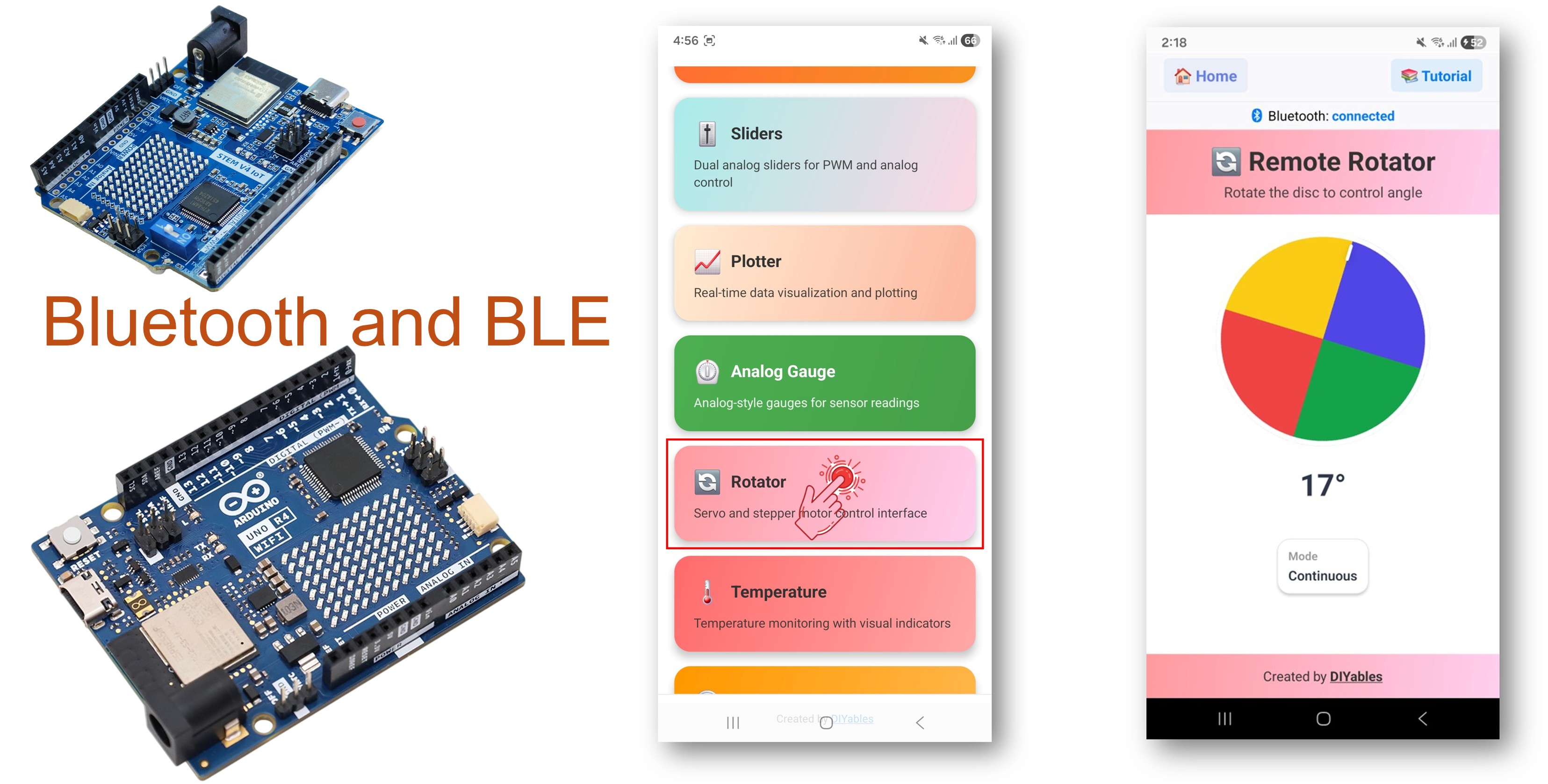 Arduino UNO R4 WiFi Bluetooth Rotator Voorbeeld - Hoekbesturing via BLE Tutorial