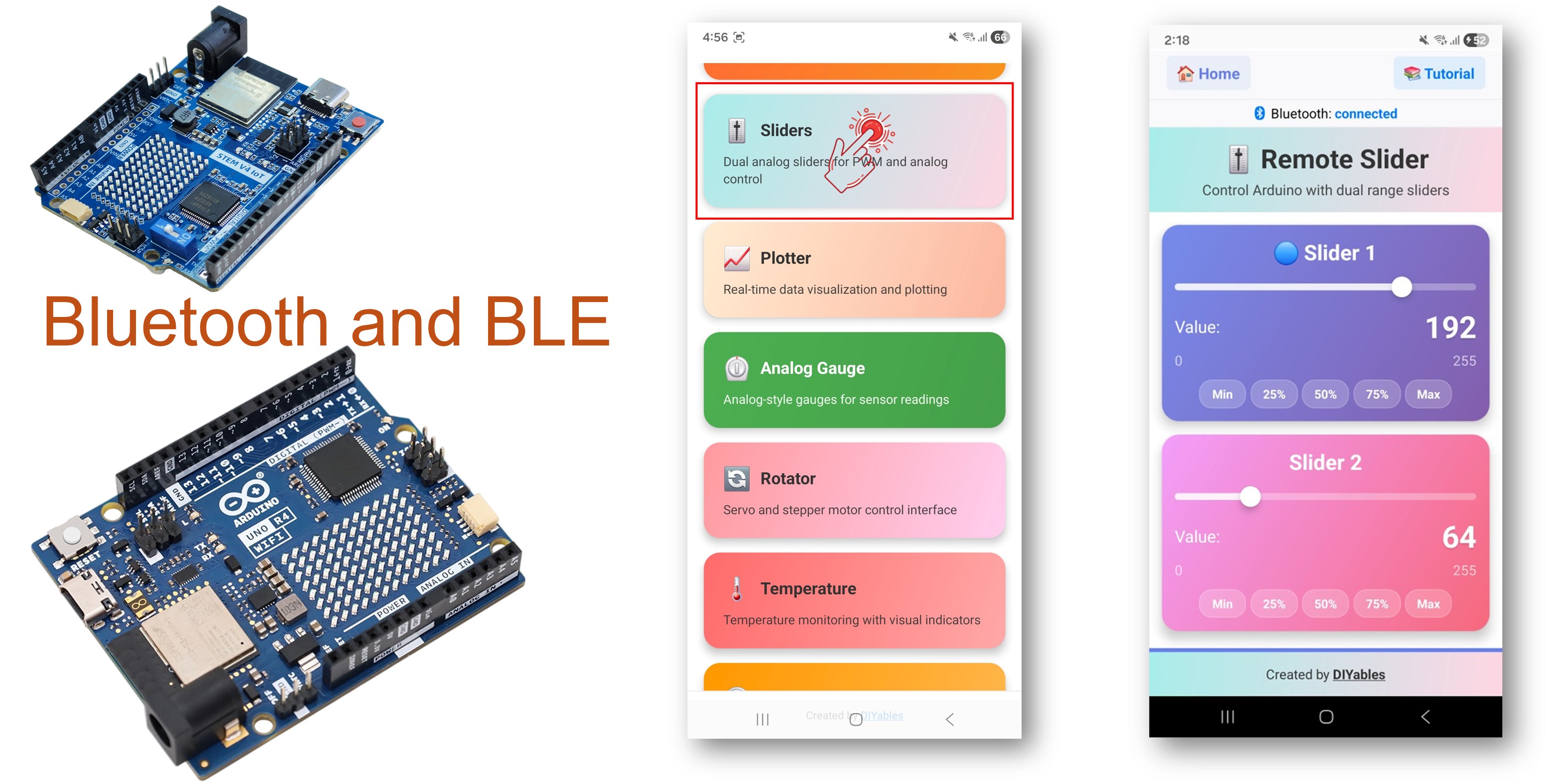 Arduino UNO R4 WiFi Bluetooth Slider Voorbeeld - Dual Slider Besturing via BLE Tutorial