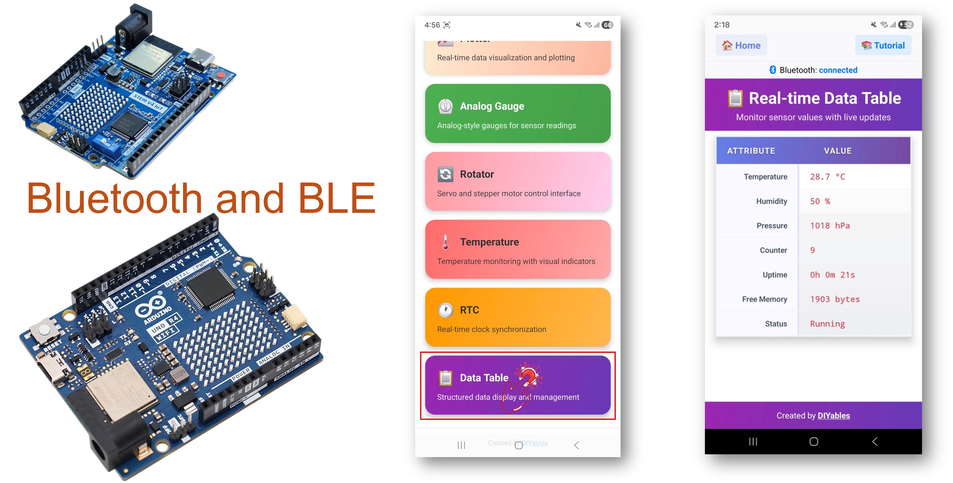 Arduino UNO R4 WiFi Bluetooth Tabel Voorbeeld - Gestructureerde Gegevensweergave via BLE Tutorial