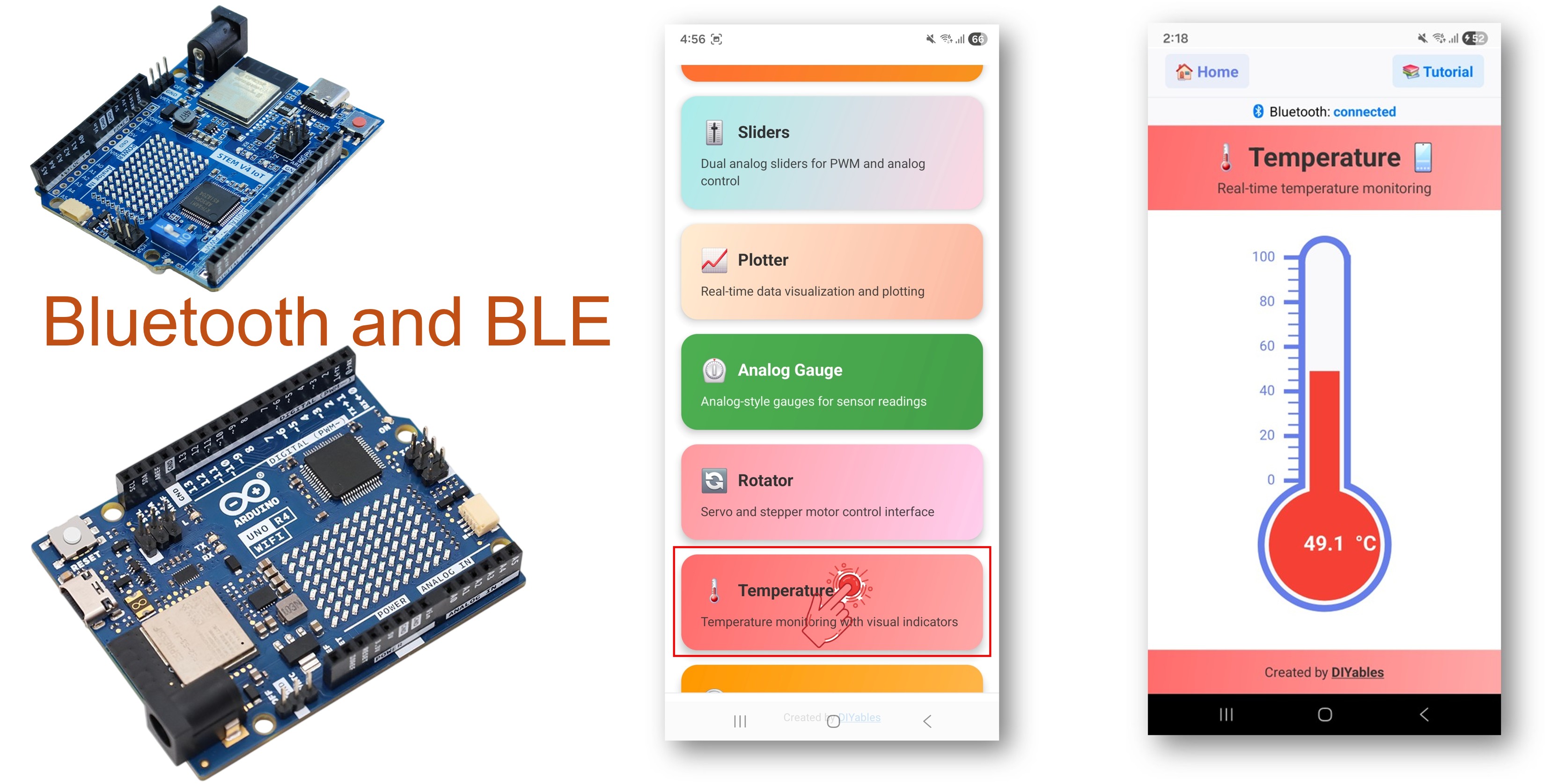 Arduino UNO R4 WiFi Bluetooth Temperatuurmeter Voorbeeld - Temperatuur Weergave via BLE Tutorial