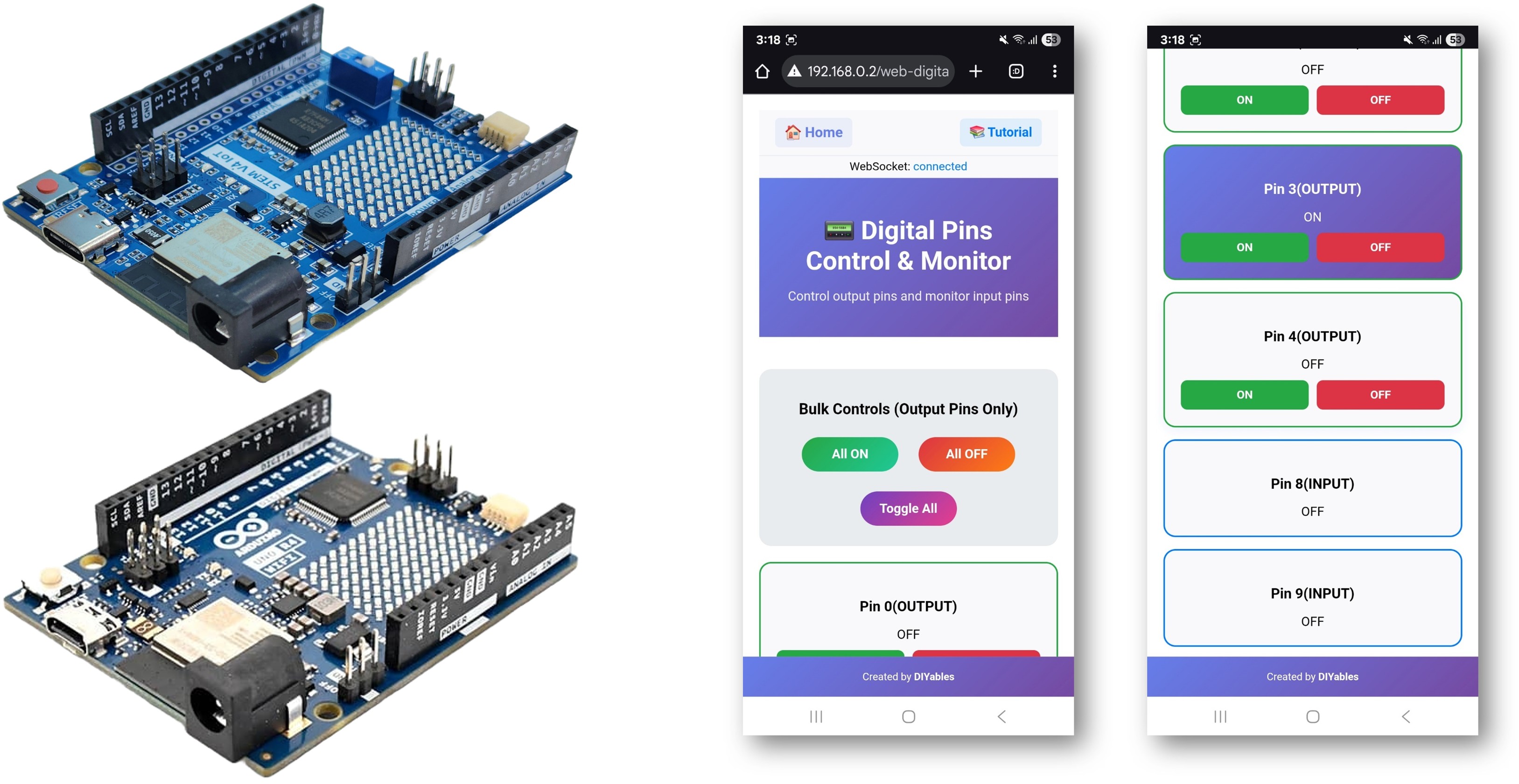 Arduino WebDigitalPins Voorbeeld - Digitale Pin Besturingsinterface Tutorial
