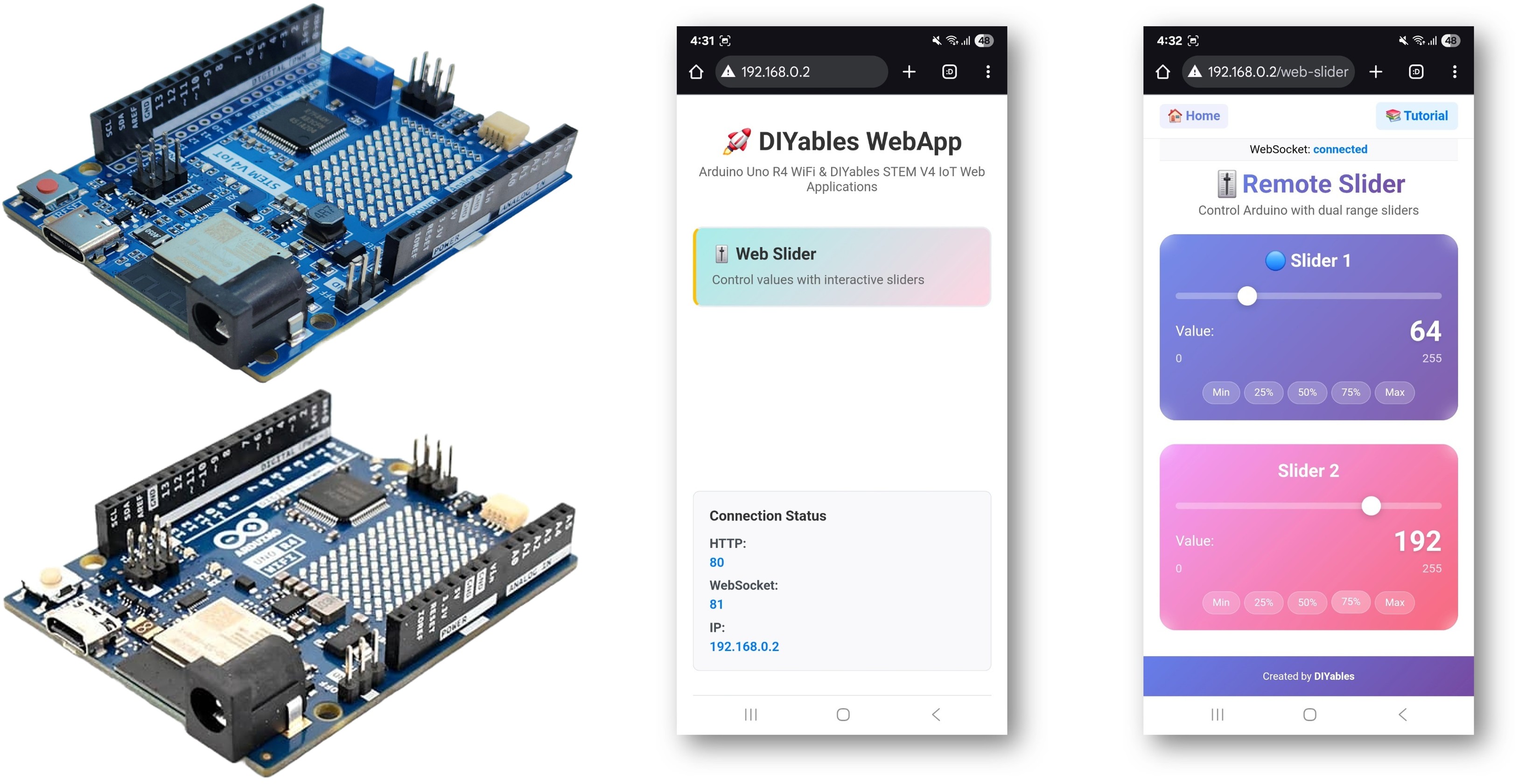 Arduino WebSlider Voorbeeld - Dual Slider Bedieningsinterface Tutorial
