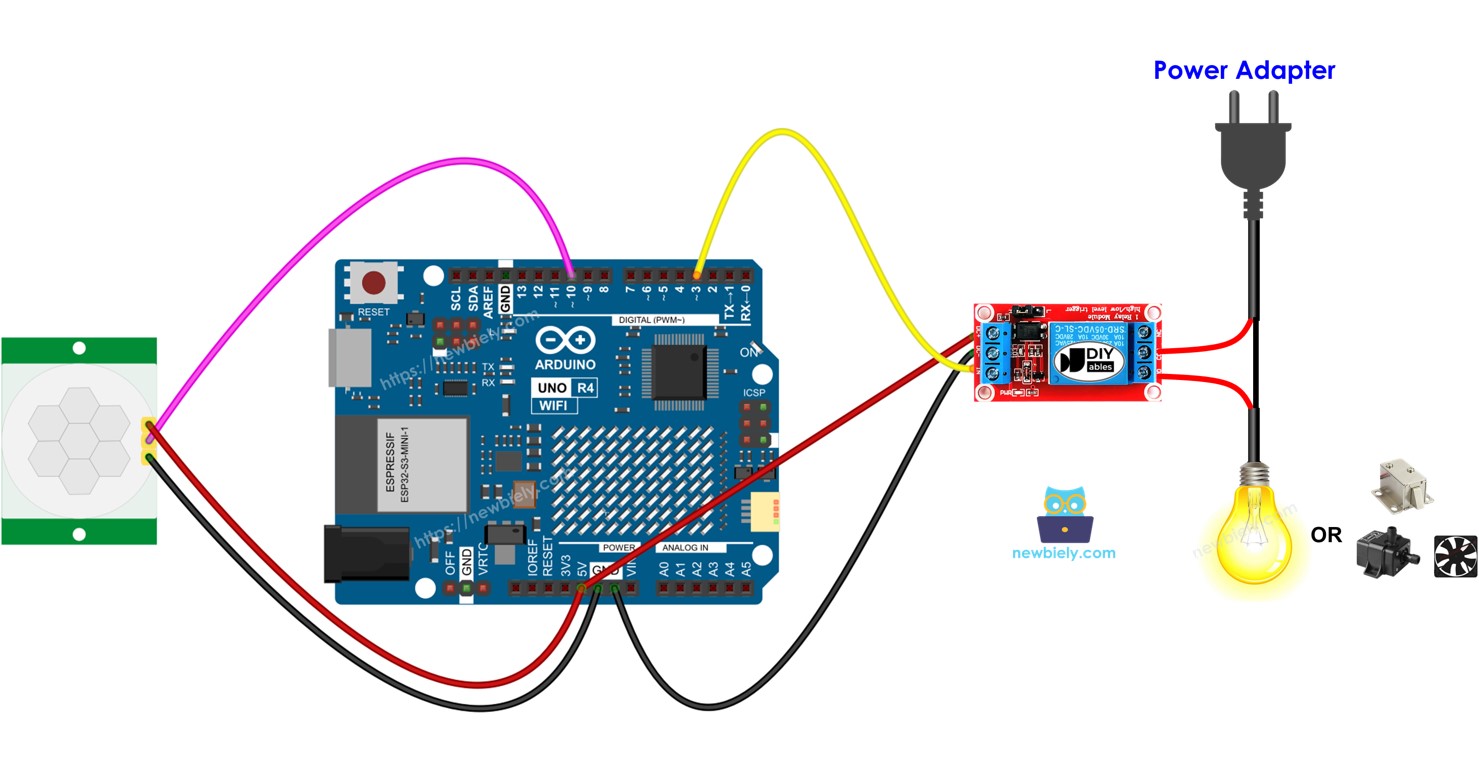 Arduino UNO R4 Motion Sensor Relay