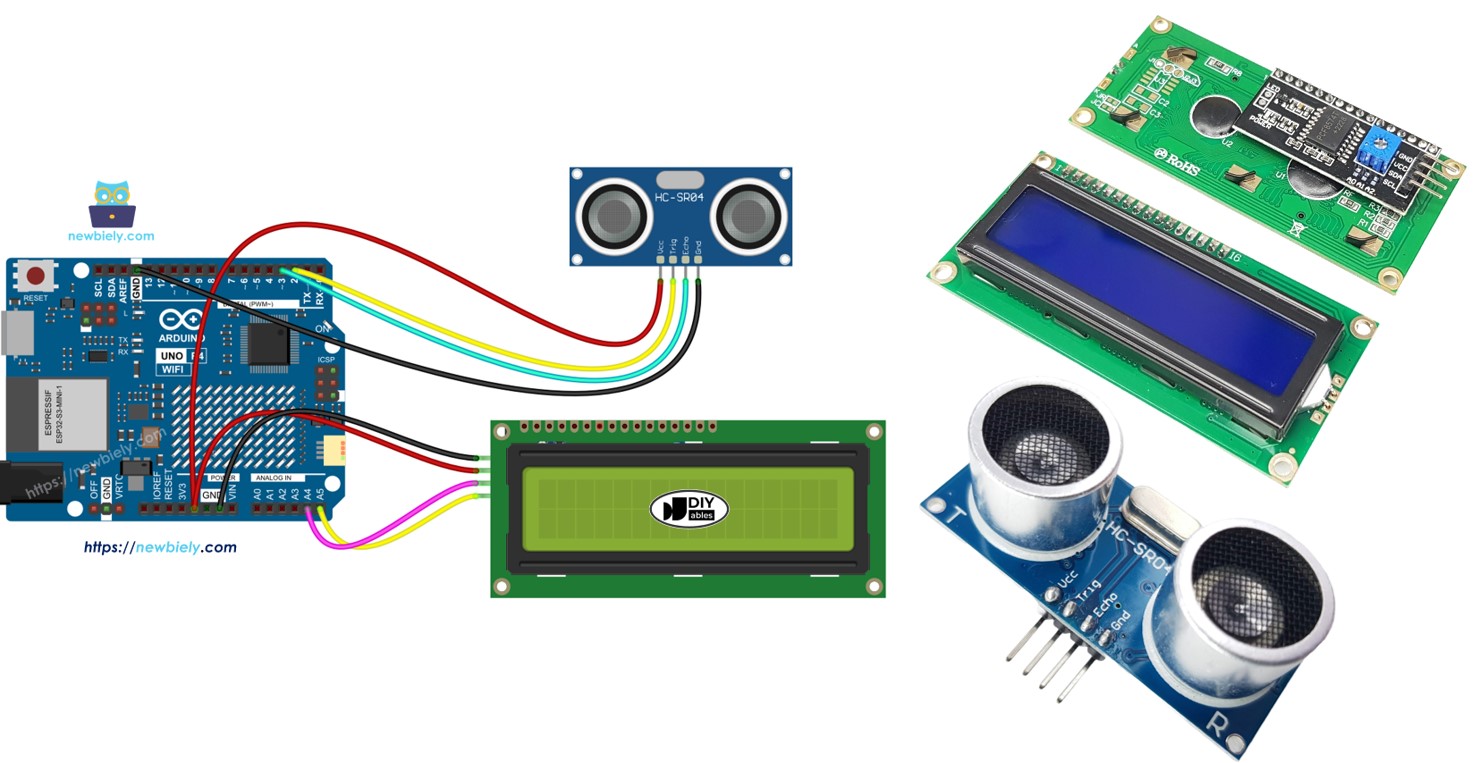 Arduino UNO R4 ultrasonic Sensor LCD I2C