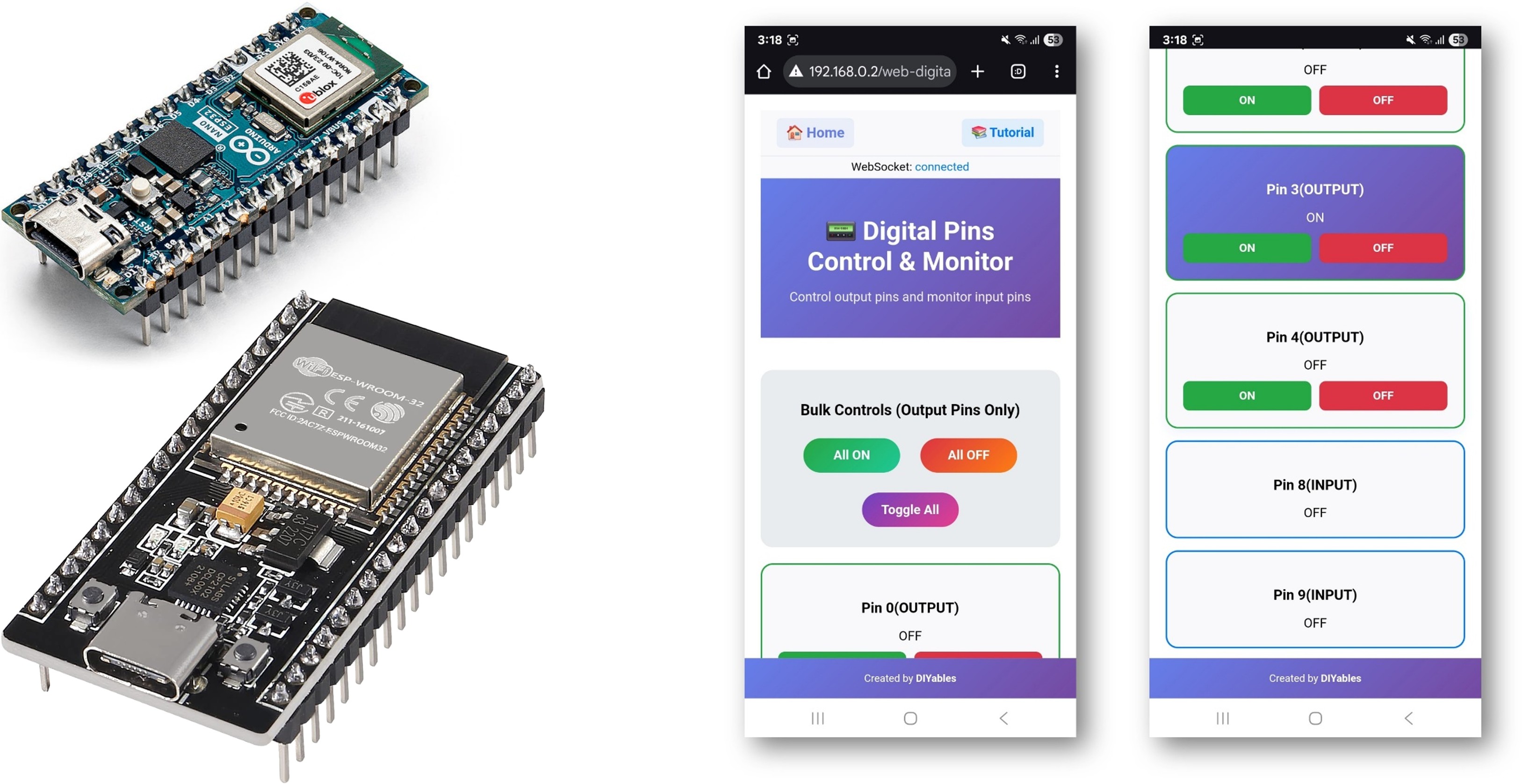 Arduino WebDigitalPins Voorbeeld - Tutorial Digitale Pin Besturingsinterface