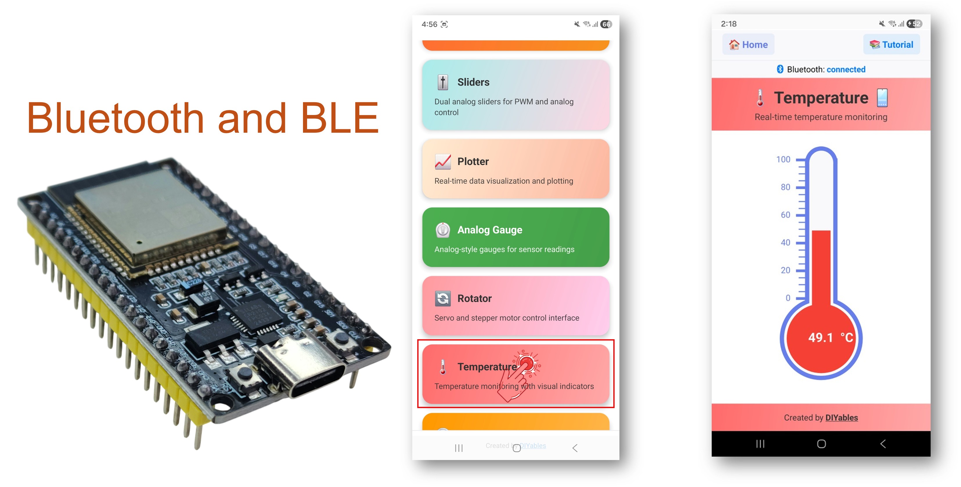 ESP32 Bluetooth Temperature Example - Temperature Gauge Display Tutorial