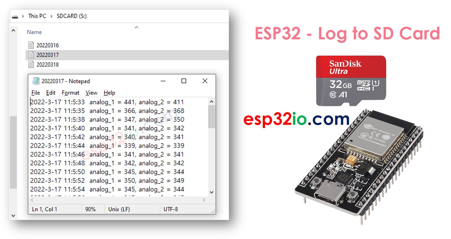 ESP32 Log naar Micro SD Kaart