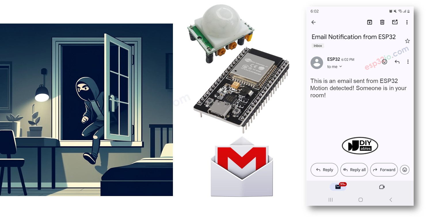 esp32 motion sensor email notification