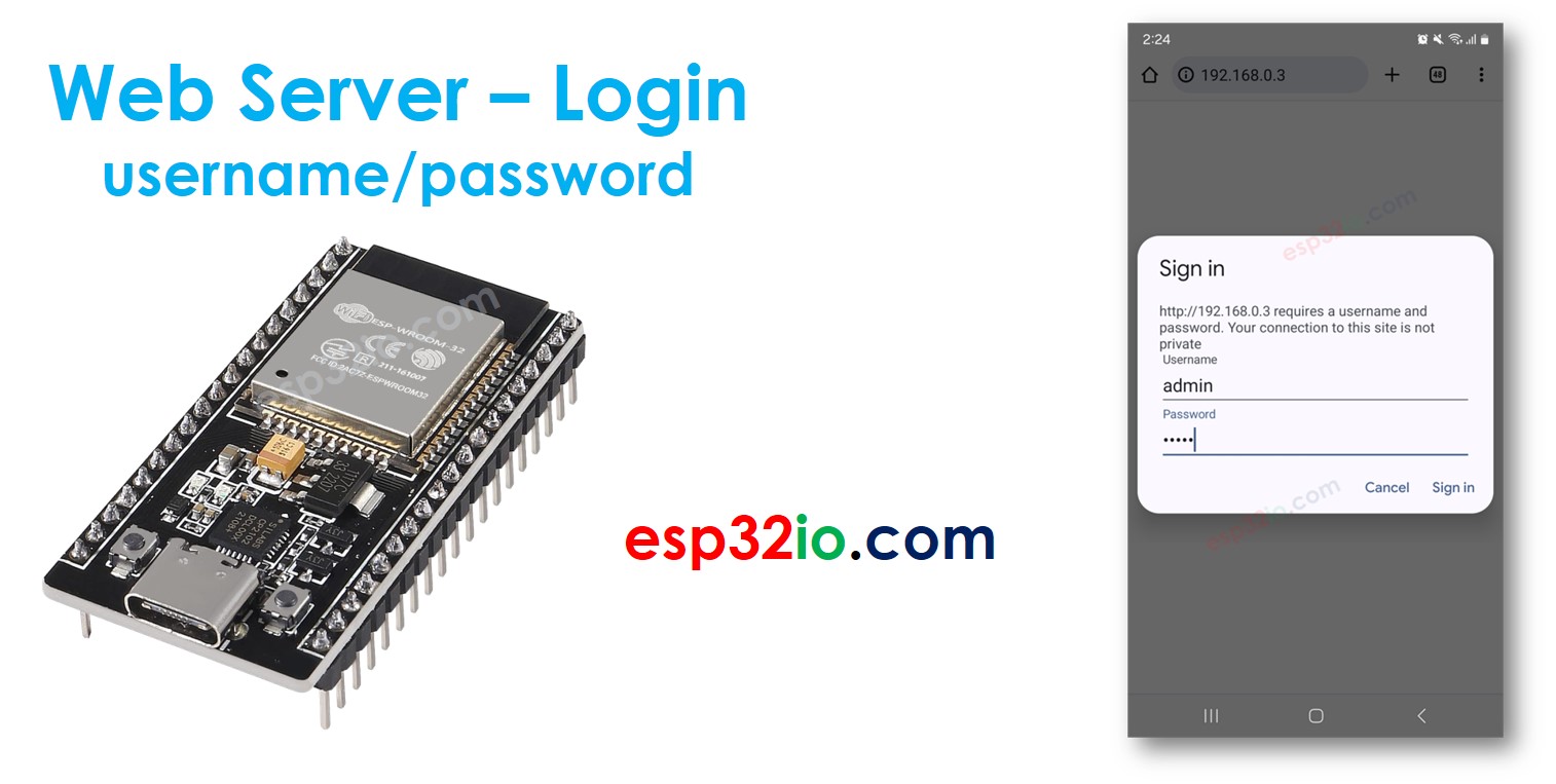 ESP32 webserver gebruikersnaam wachtwoord