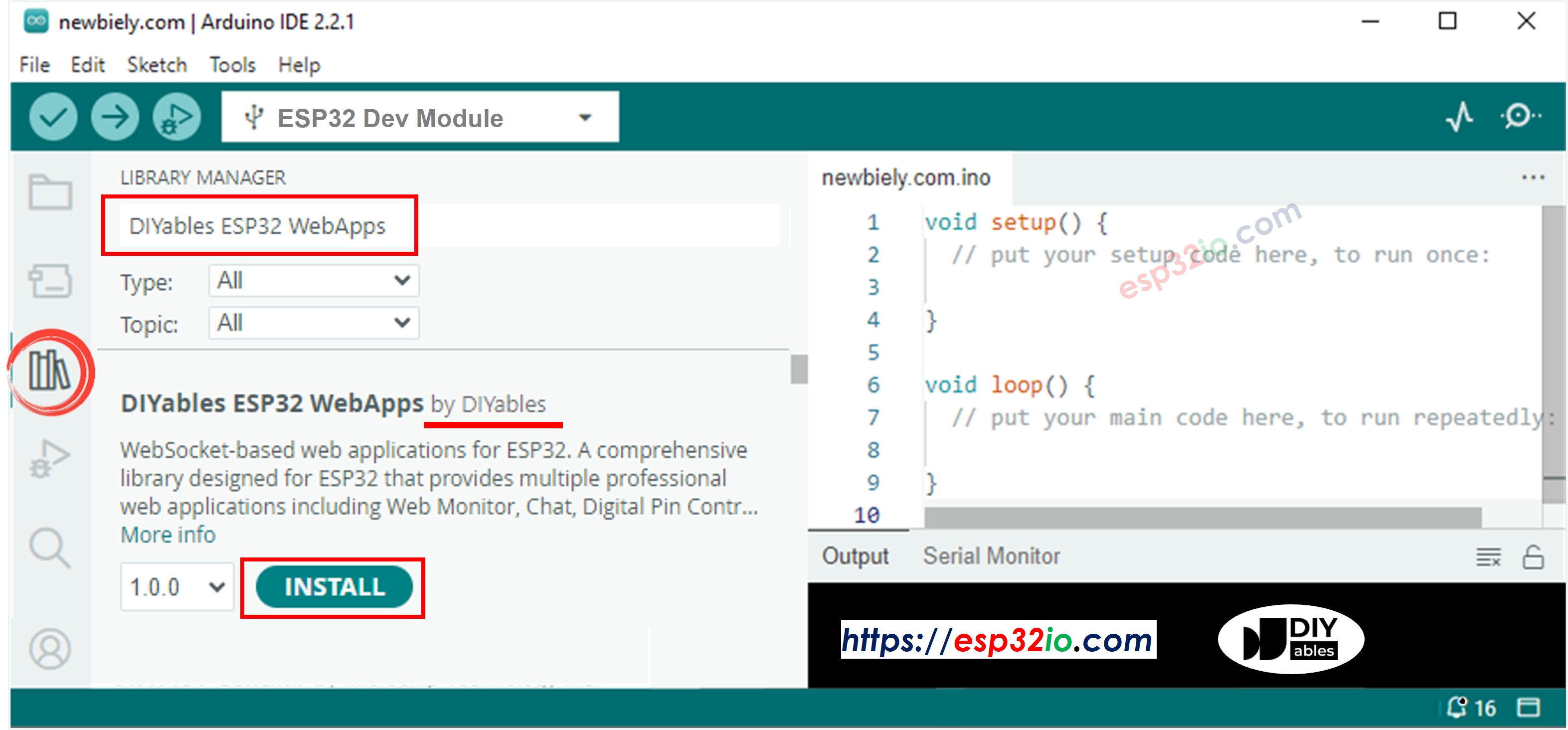 DIYables ESP32 WebApps Library