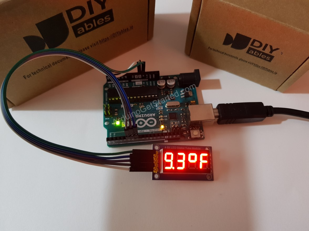 Arduino 74HC595 module toont temperatuur