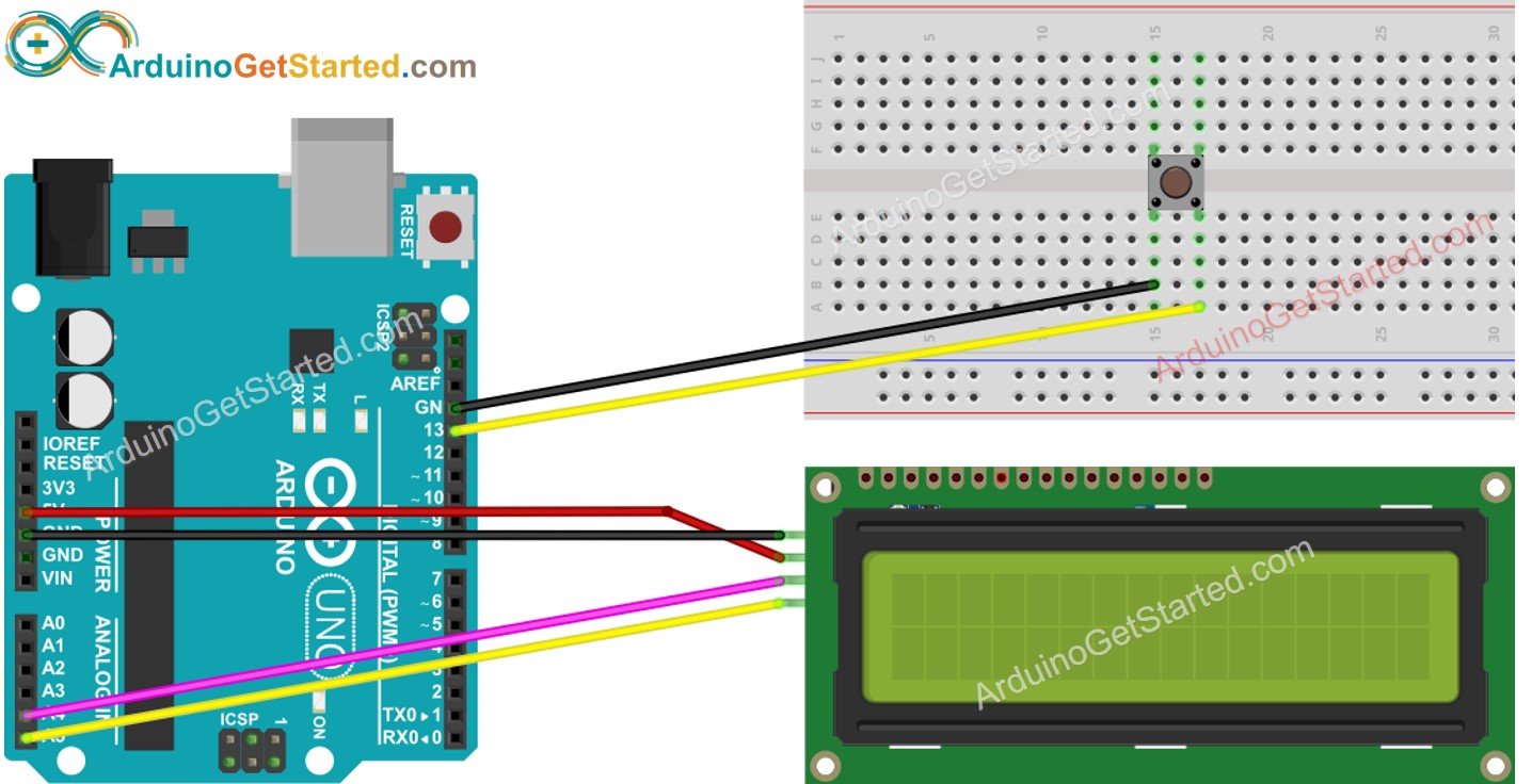 Arduino Knop LCD I2C Bedradingsschema