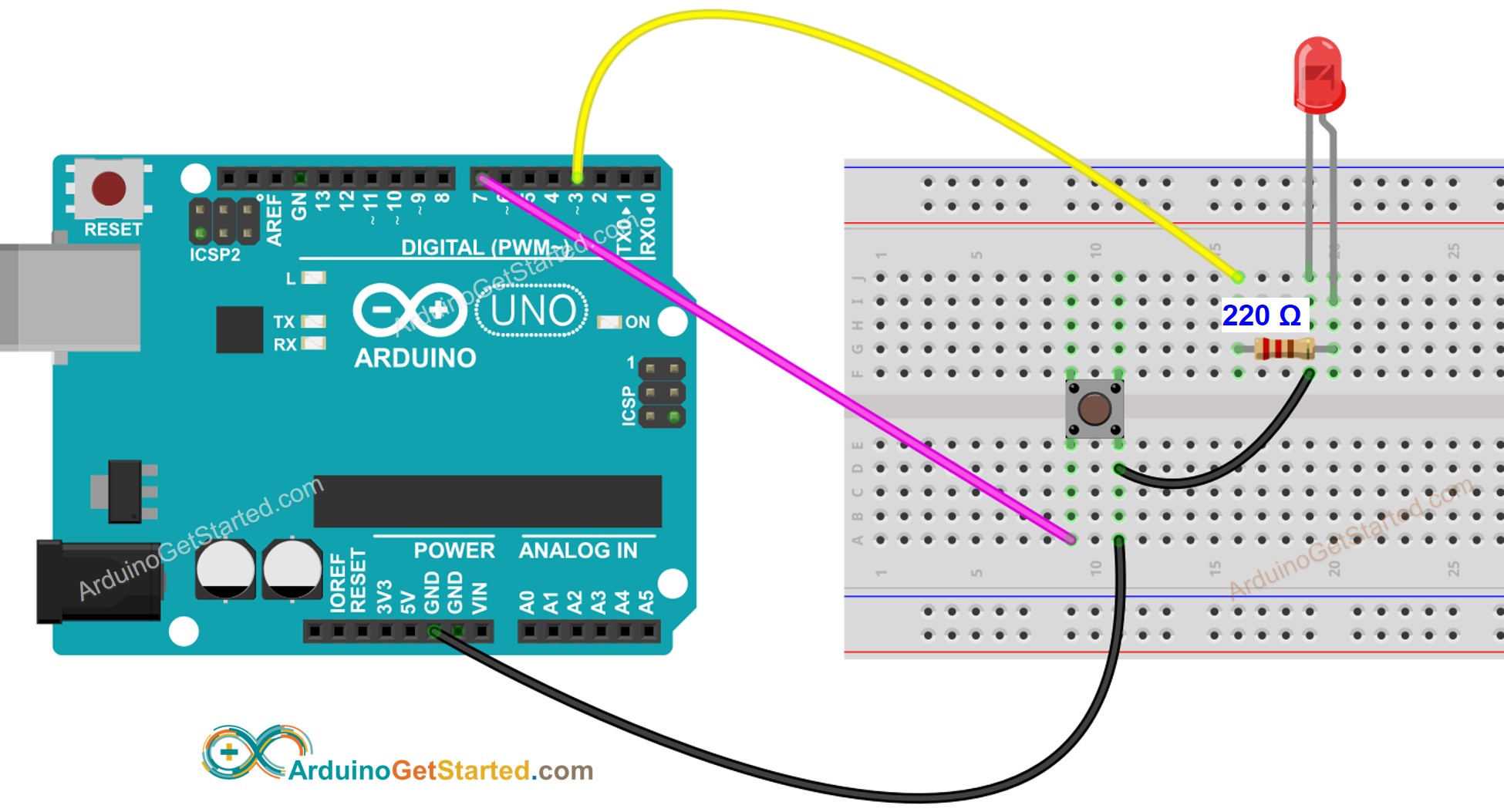 Arduino Knop LED Bedradingsschema