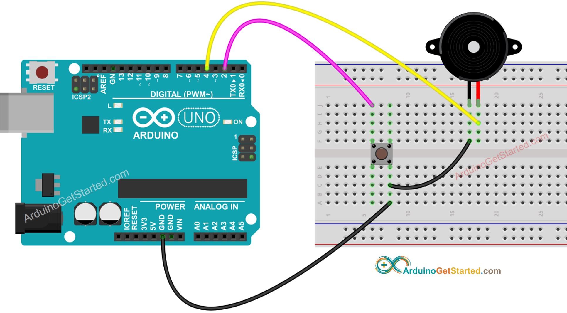 Arduino Knop Piezo Buzzer Bedrading