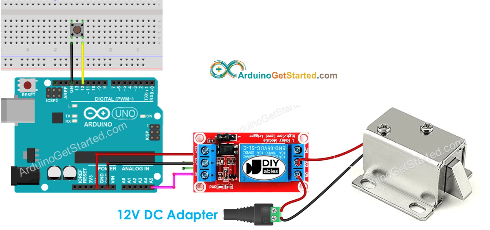 Arduino Knop Solenoid Slot Bedradingsschema
