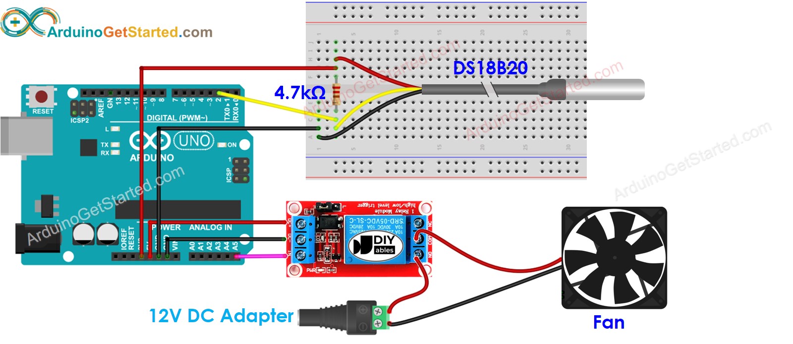 Arduino koelsysteem ventilator bedradingsschema