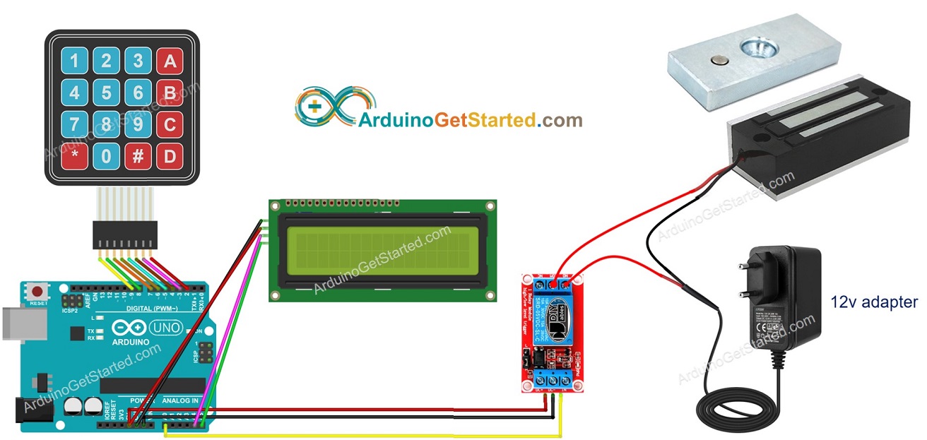 Arduino deurslot systeem LCD verbindingsschema