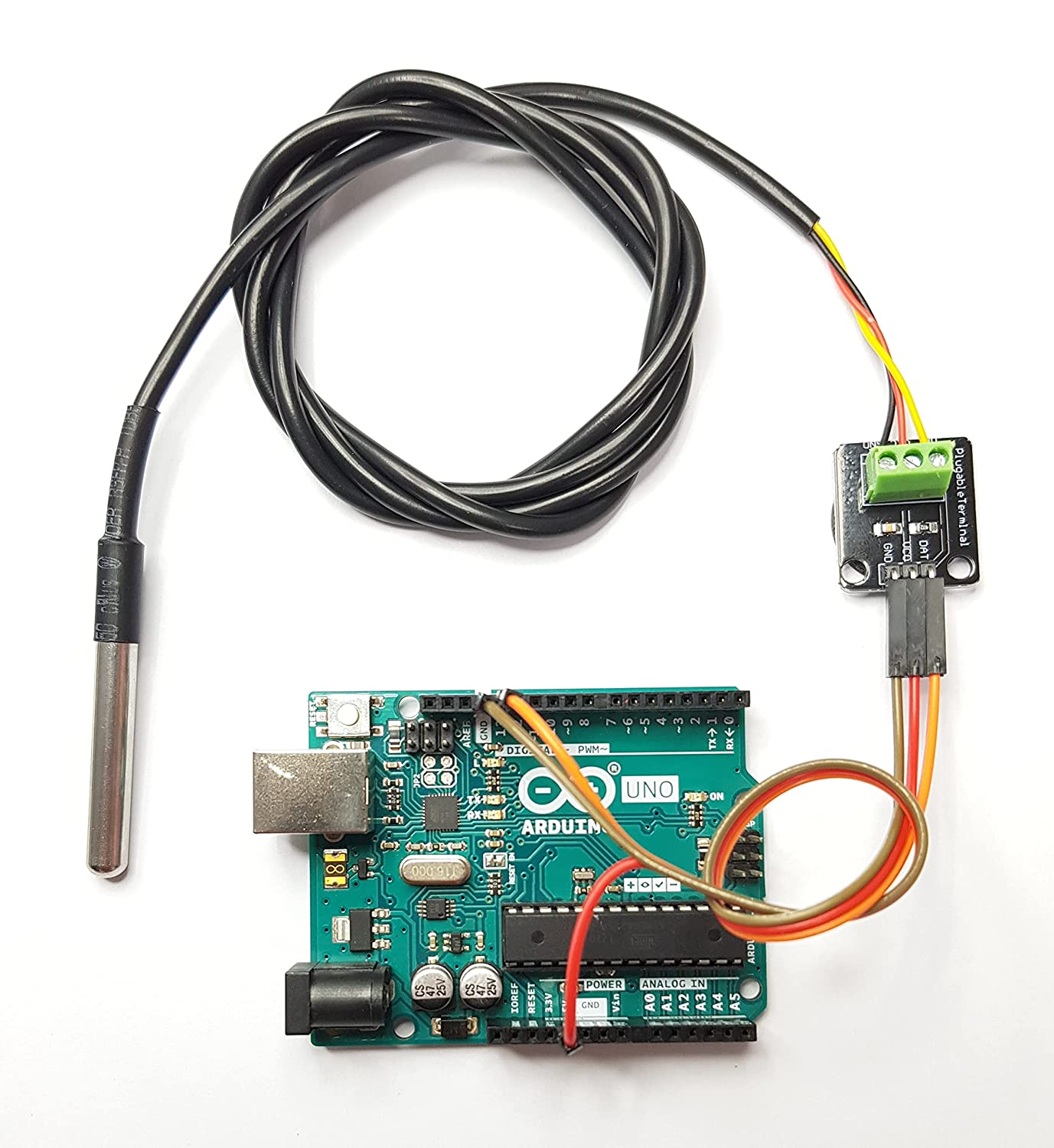 Arduino DS18B20 adapter bedradingsschema