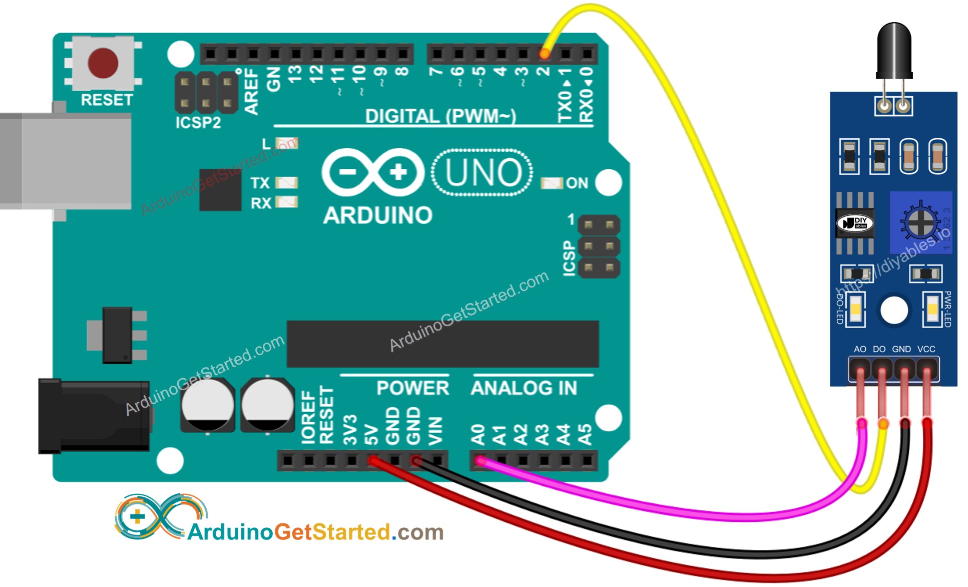 Arduino infrared flame sensor wiring diagram