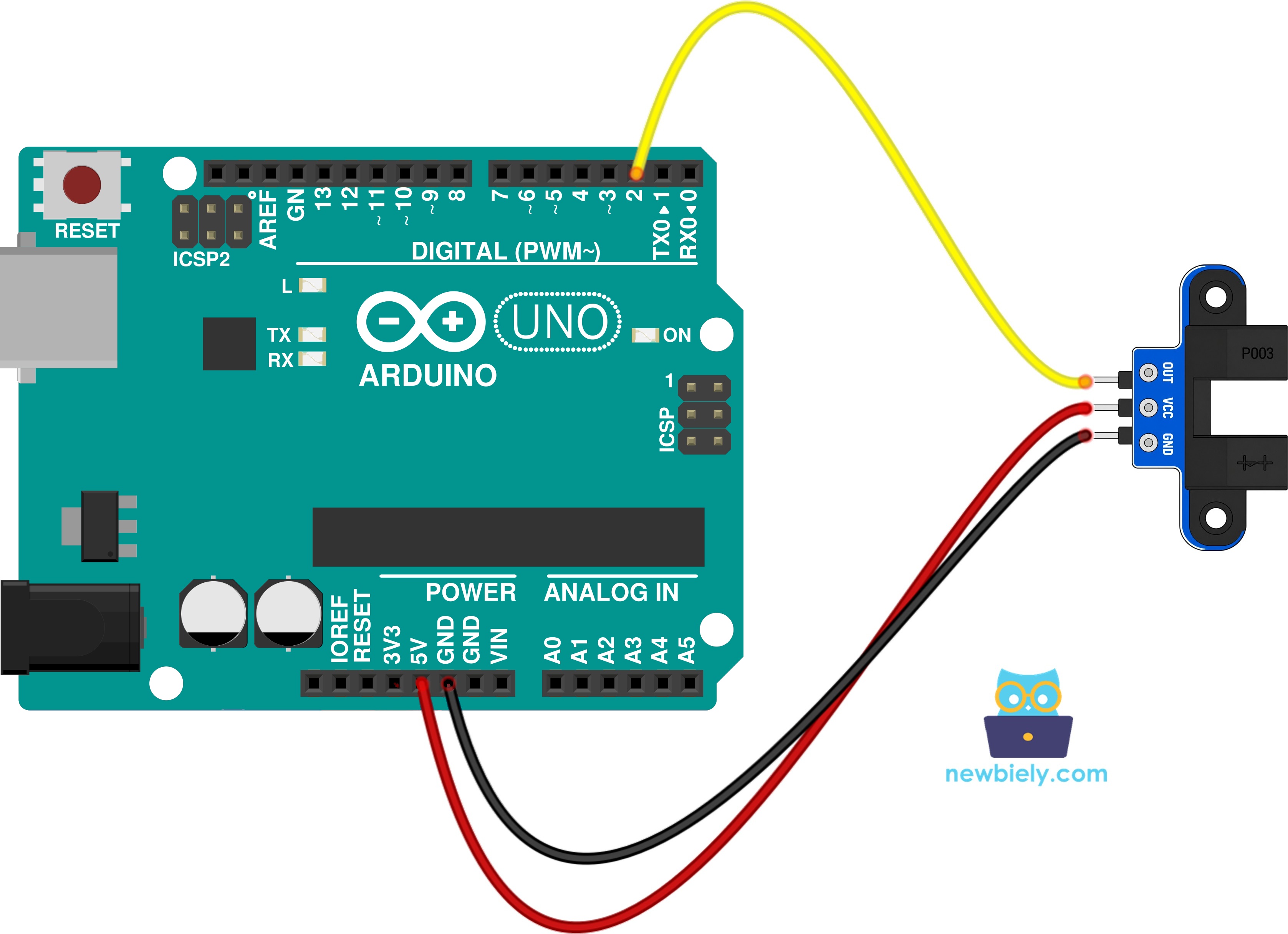 Arduino optische IR-sleufsensor aansluitschema