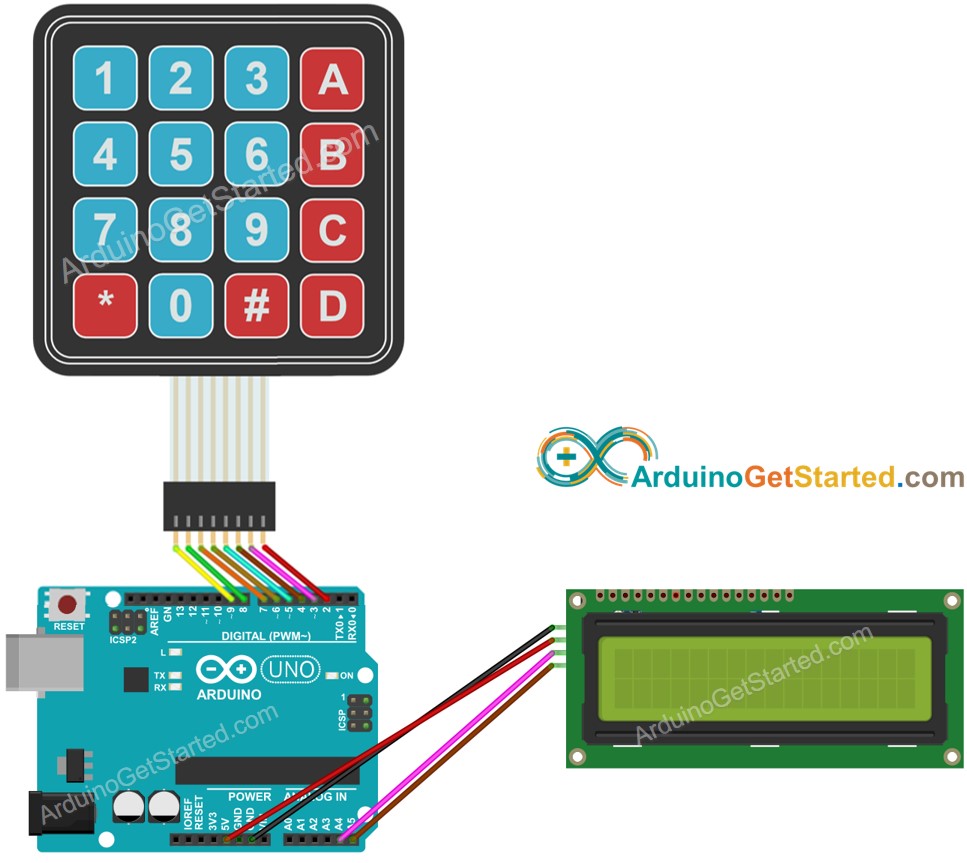 Arduino Keypad LCD Bedradingsschema