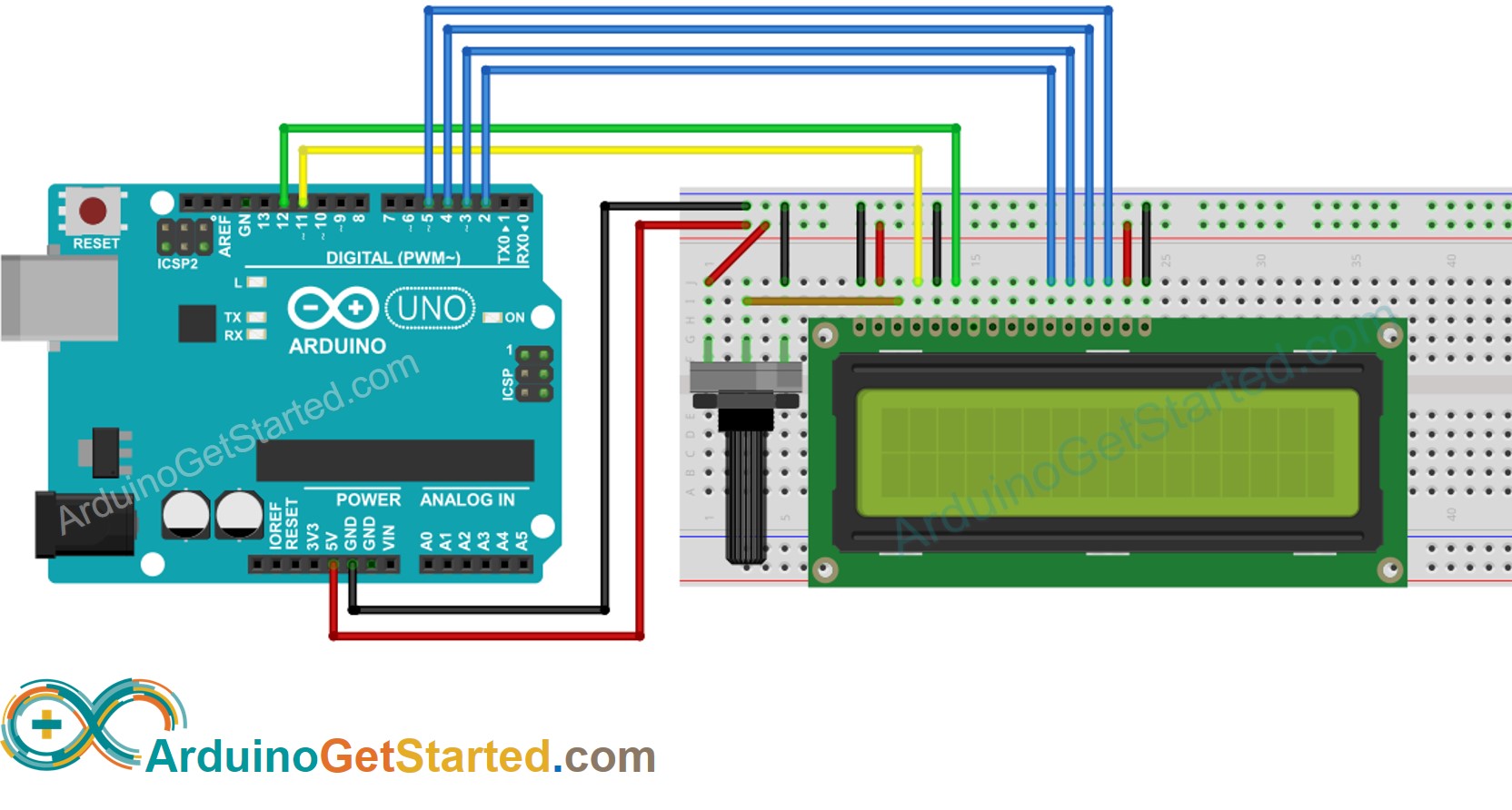 Arduino LCD Bedradingsschema