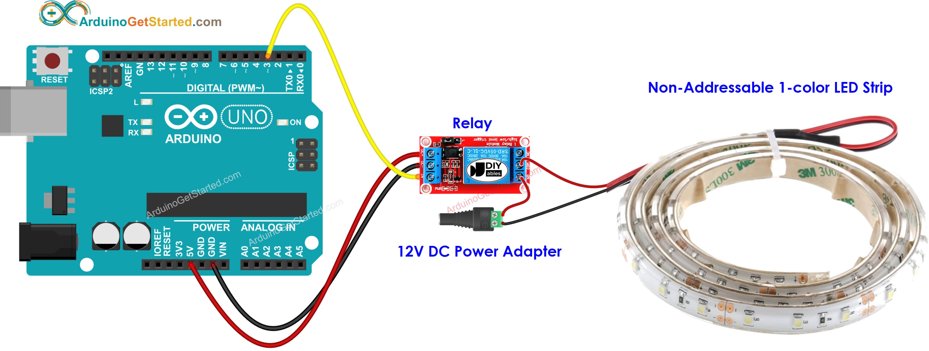 Arduino 12V LED strip Bedradingsschema