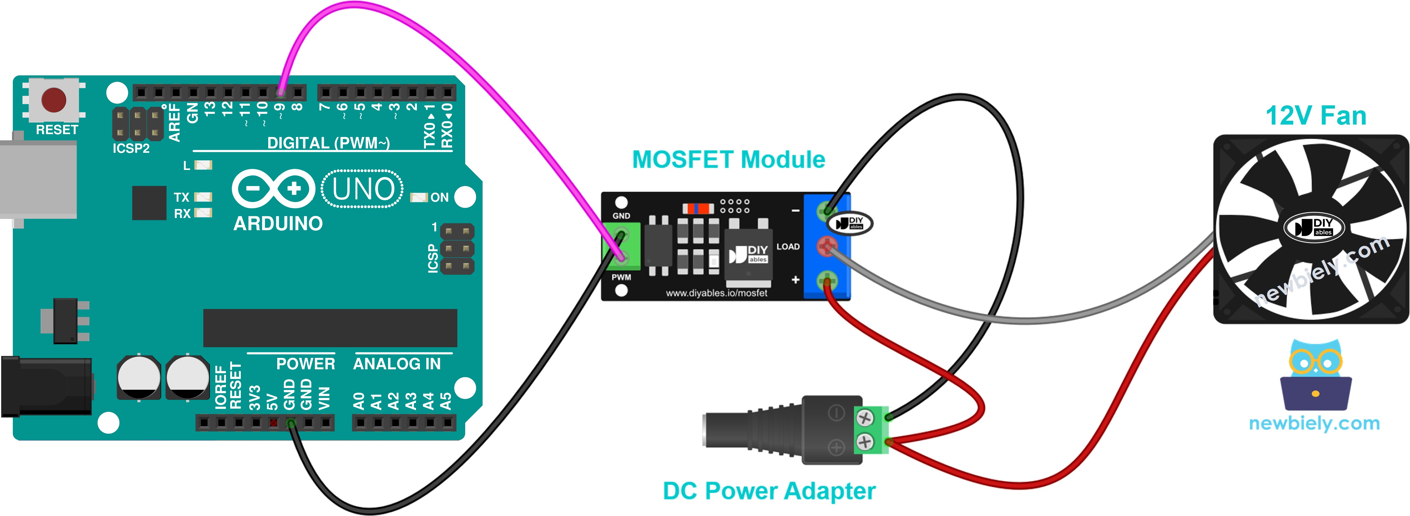 MOSFET-module koelventilator aansluitschema