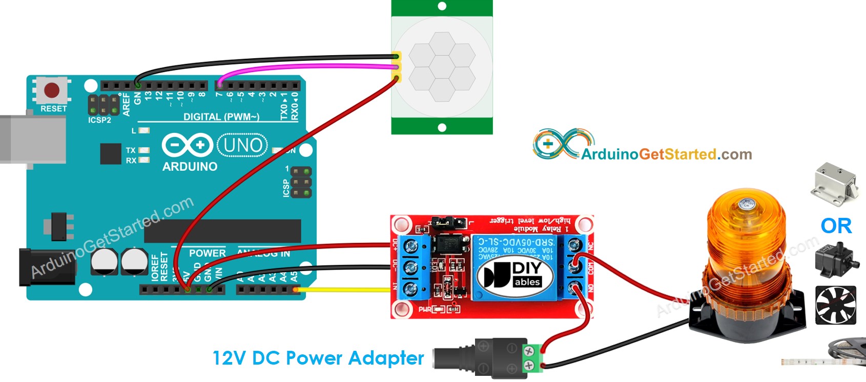 Arduino Bewegingssensor Relais Bedradingsschema