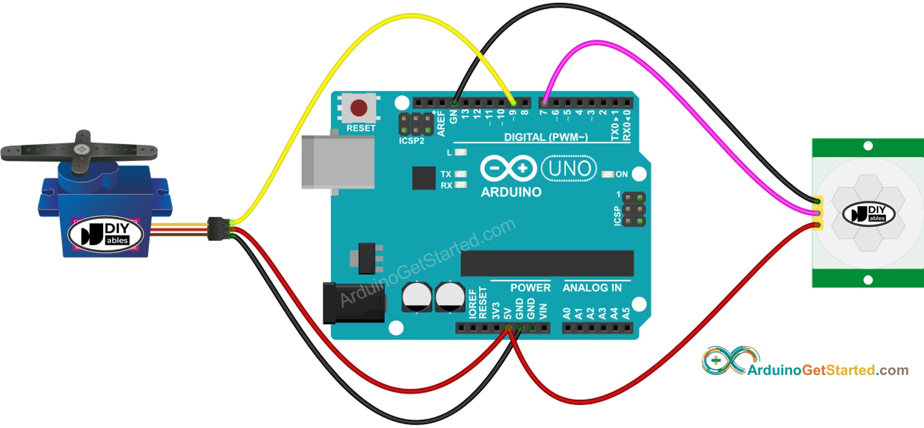Arduino Bewegingssensor Servo Motor Bedradingsschema
