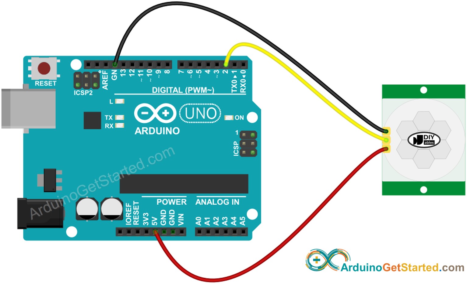 Arduino Bewegingssensor Aansluitschema