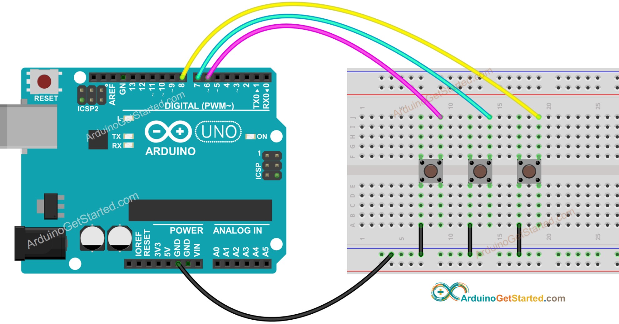 Arduino Knop Bibliotheek Bedradingsschema