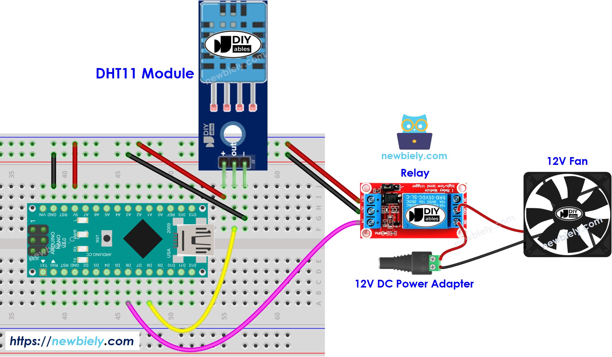 Arduino Nano koelventilator systeem aansluitdiagram