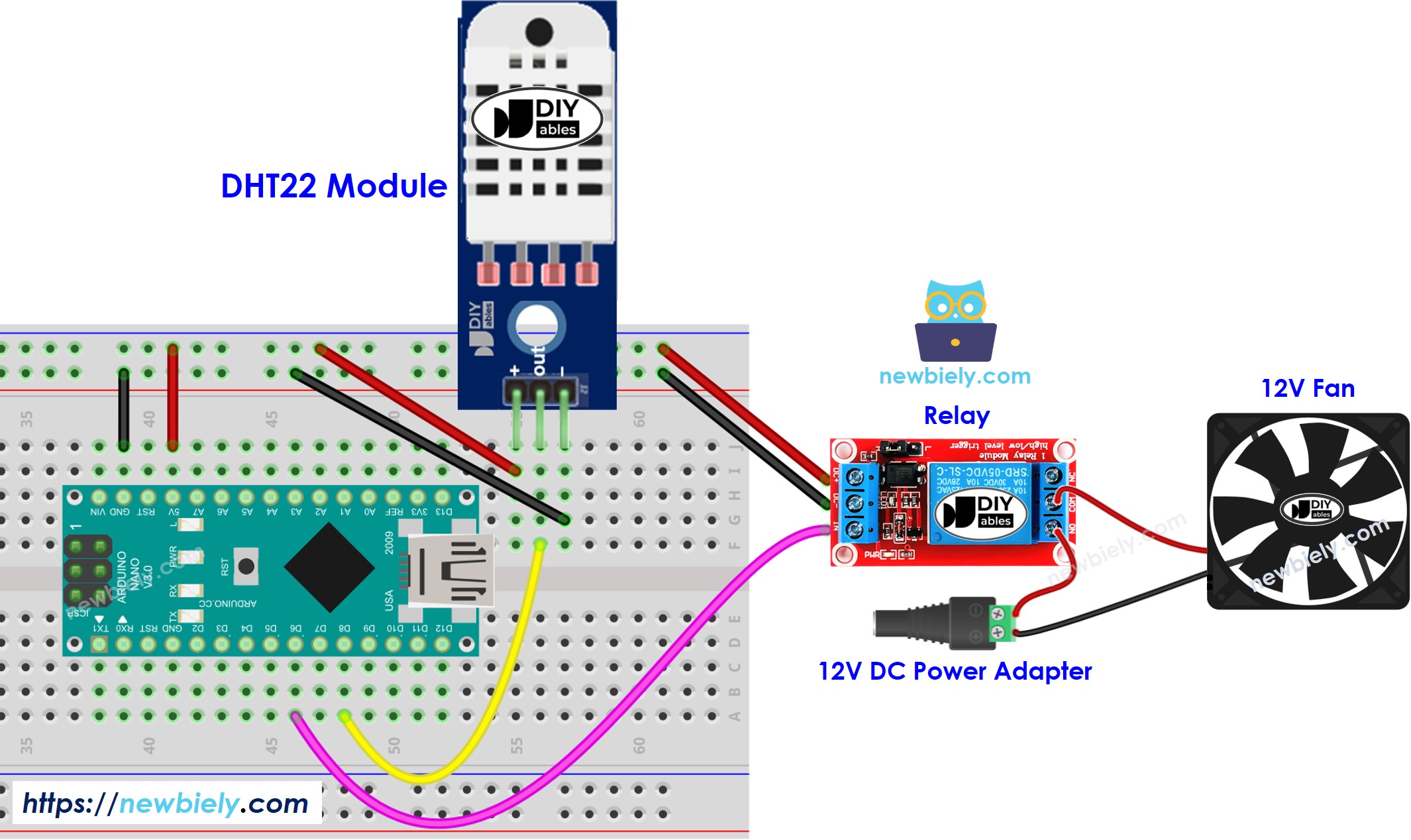 Arduino Nano koelventilator systeem aansluitdiagram