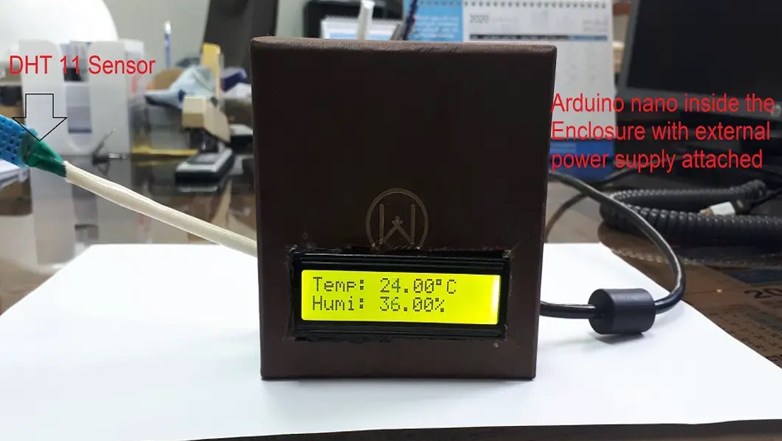 Arduino Nano toont temperatuur en luchtvochtigheid op LCD
