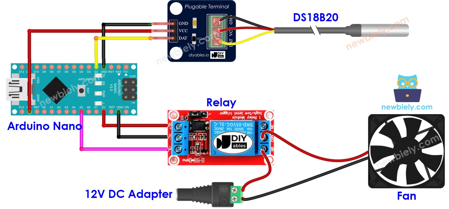 Arduino Nano relais bedradingsschema