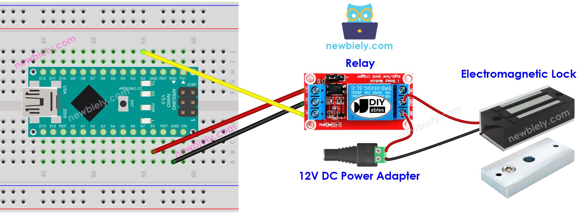 Arduino Nano elektromagnetisch slot bedradingsschema