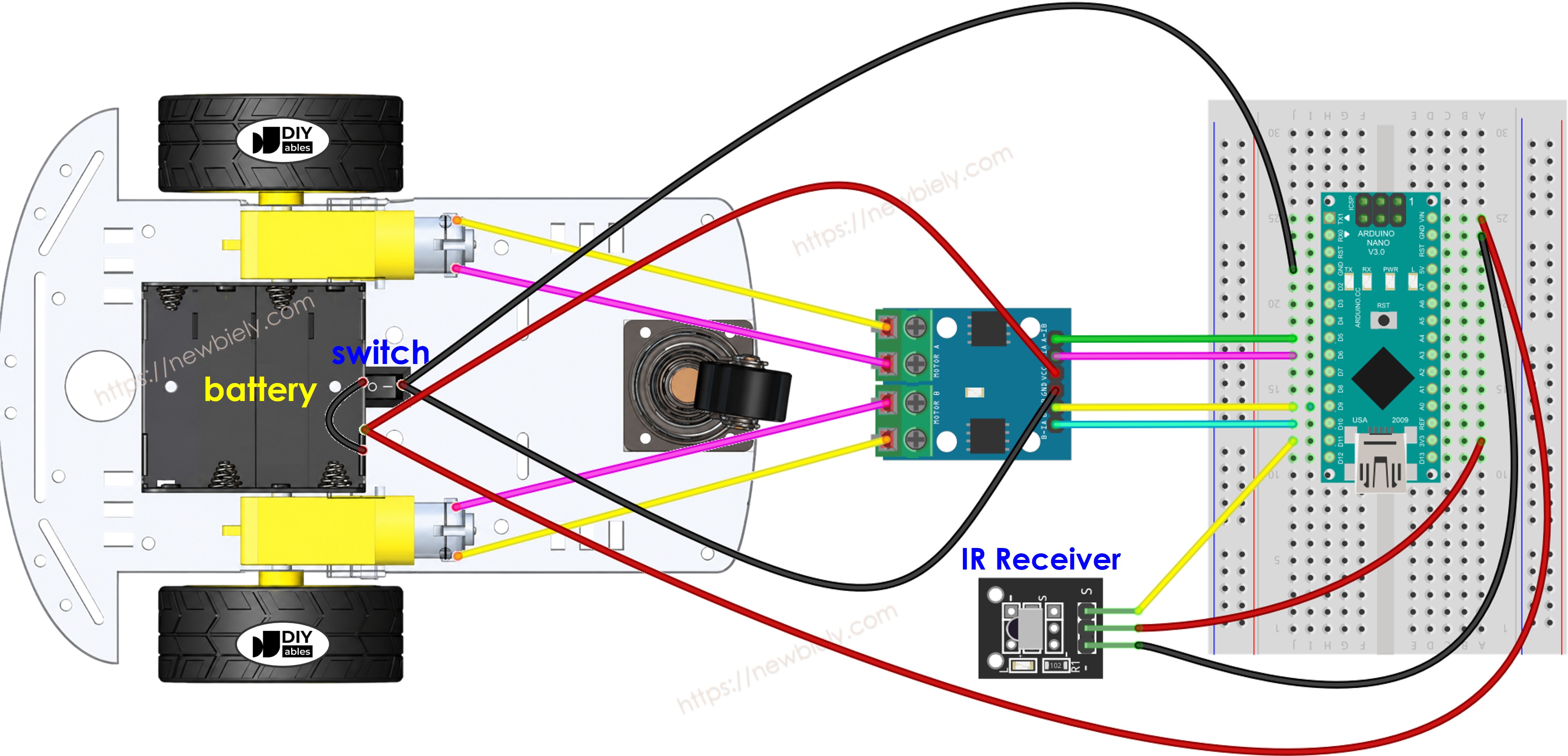 Arduino Nano 2WD car Wiring Diagram