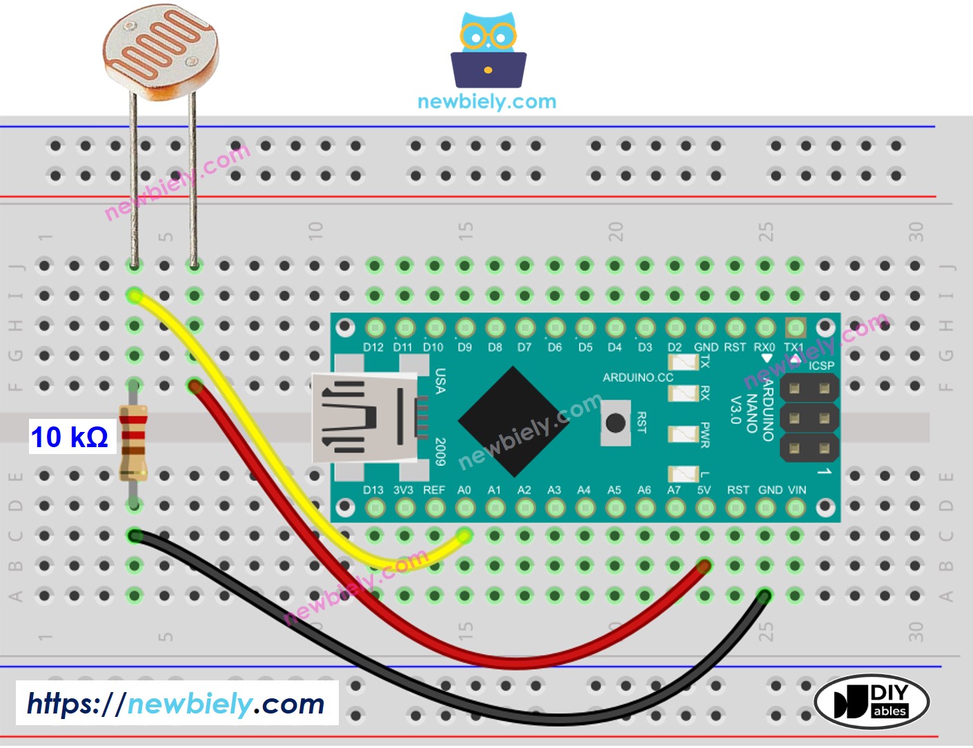 Arduino Nano Lichtsensor bedradingsschema