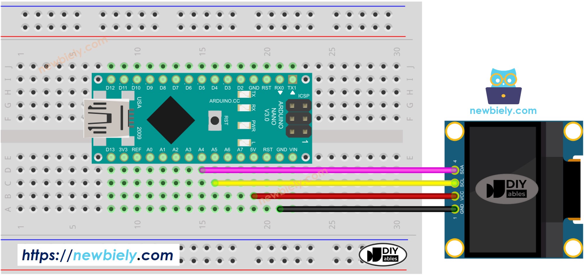 Arduino Nano OLED wiring diagram