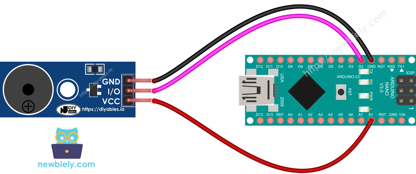 Arduino Nano Piezo Buzzer module bedrading