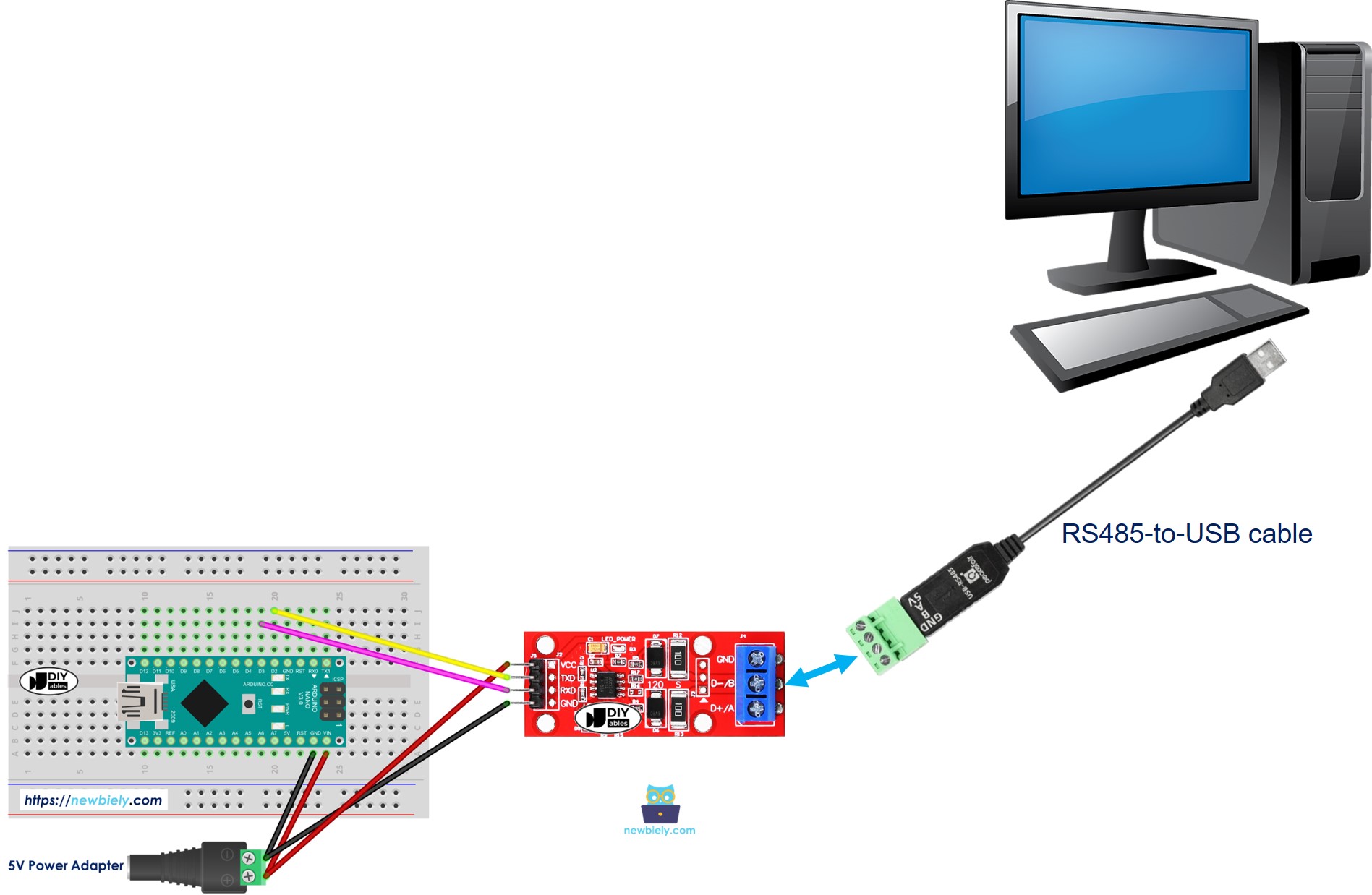 Arduino Nano RS485 naar pc communicatie