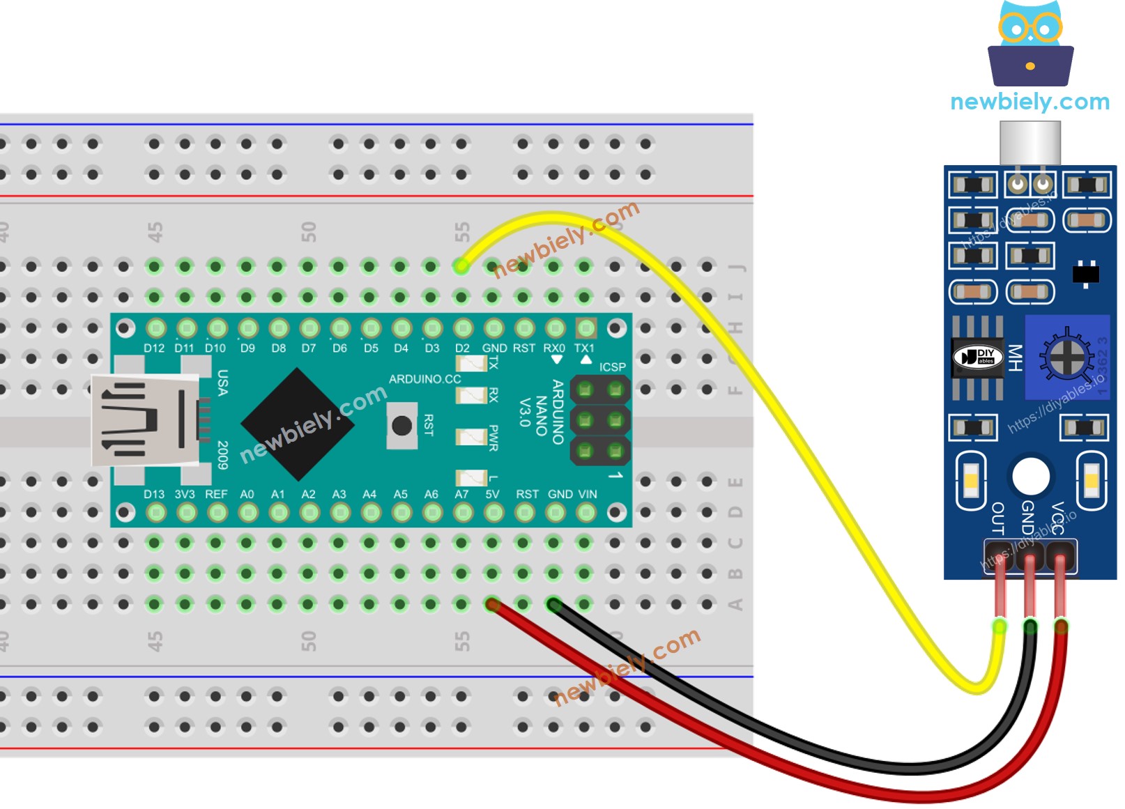 Arduino Nano Geluidsensor Aansluitschema