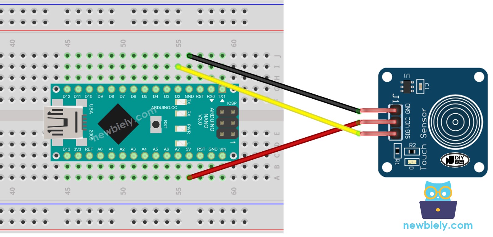 Arduino Nano Touch Sensor bedrading