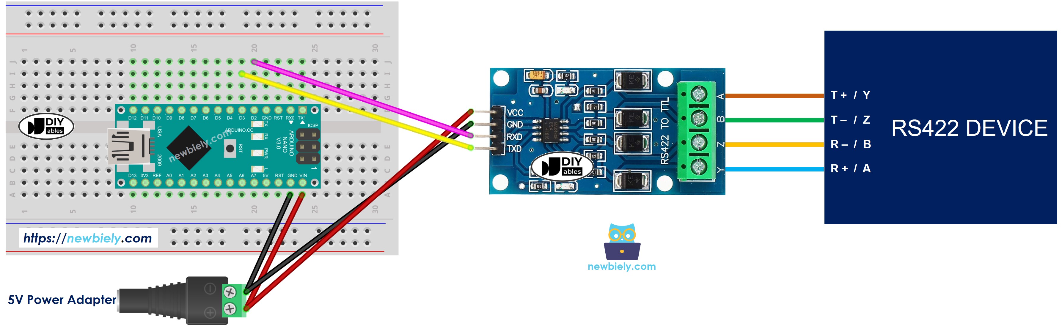 Arduino Nano RS-422 naar TTL Bedradingsschema