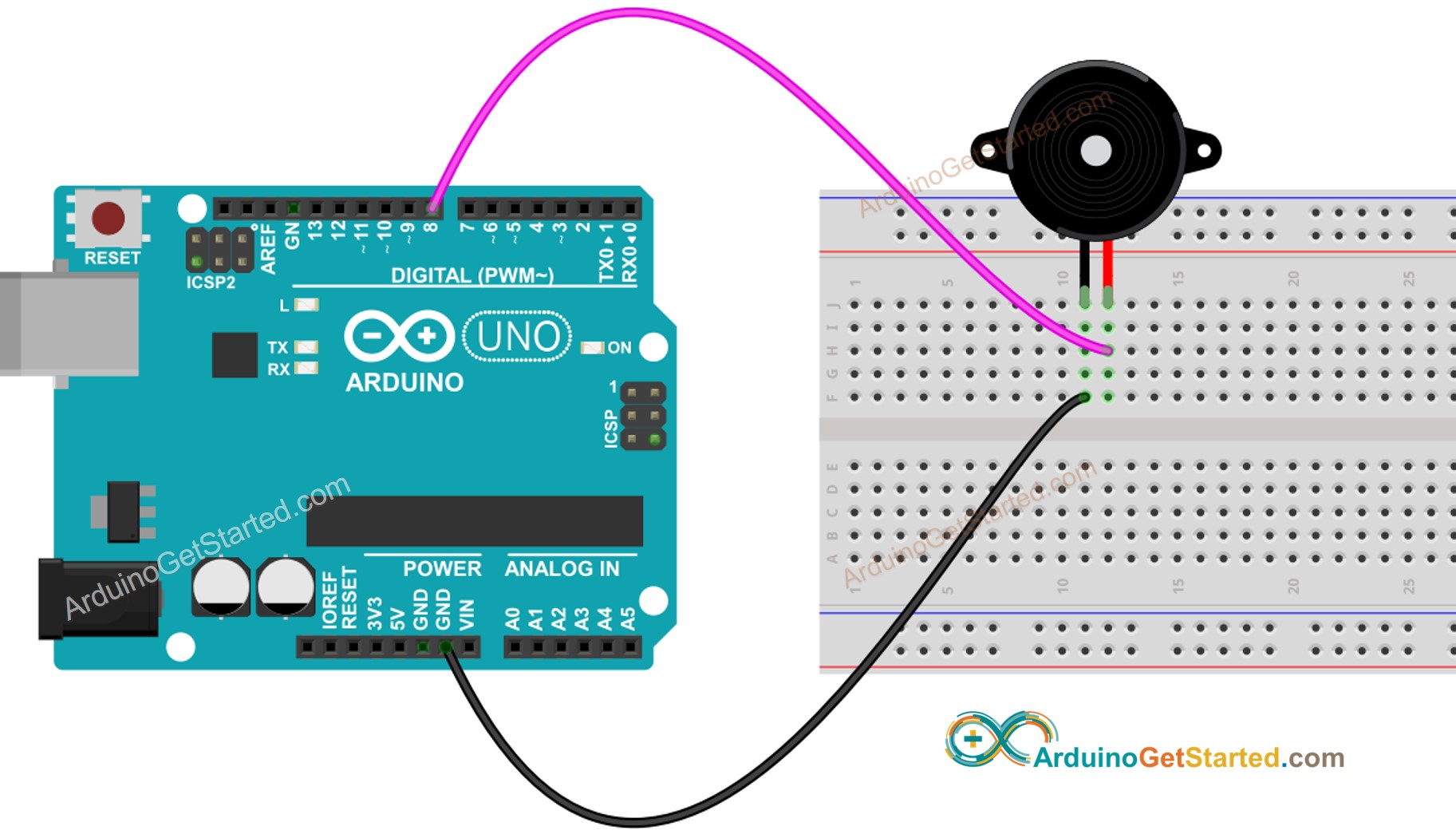 Arduino Buzzer Aansluitschema